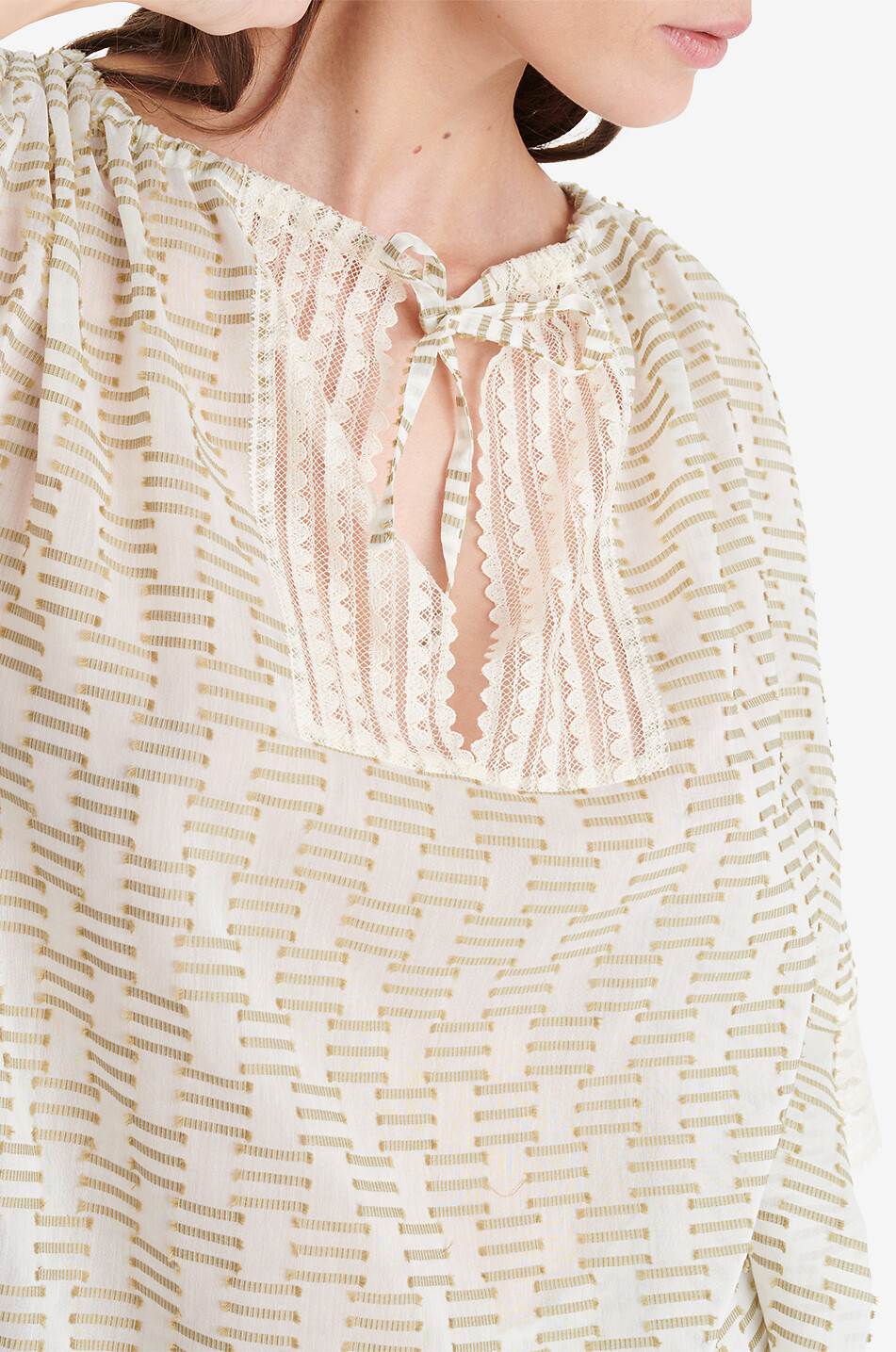 ERES Haut de pyjama en jacquard et dentelle Amourette Femme MULTICOLORE 5