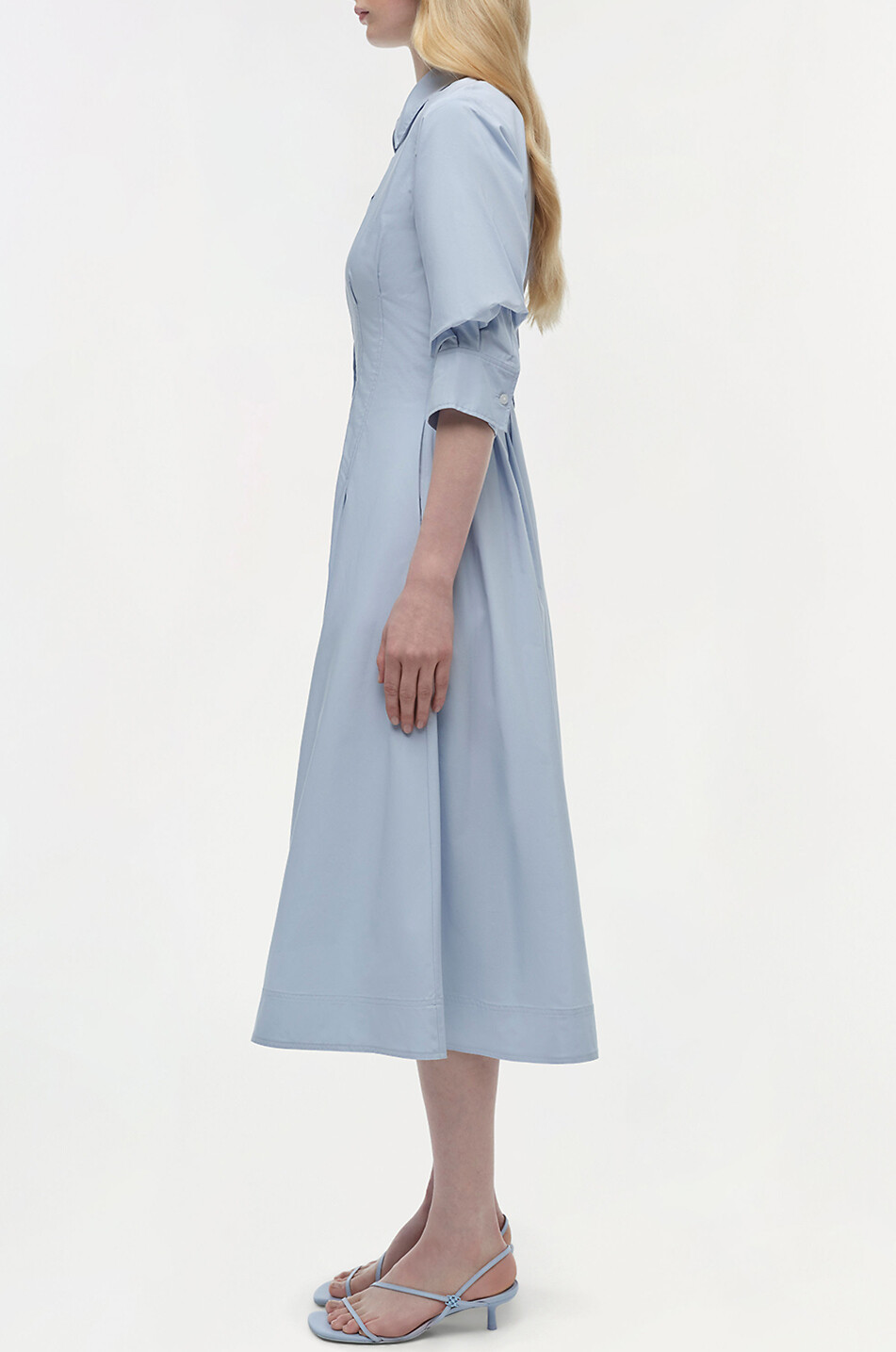SIMKHAI Jazz cinched poplin midi shirt dress Women LIGHT BLUE 4