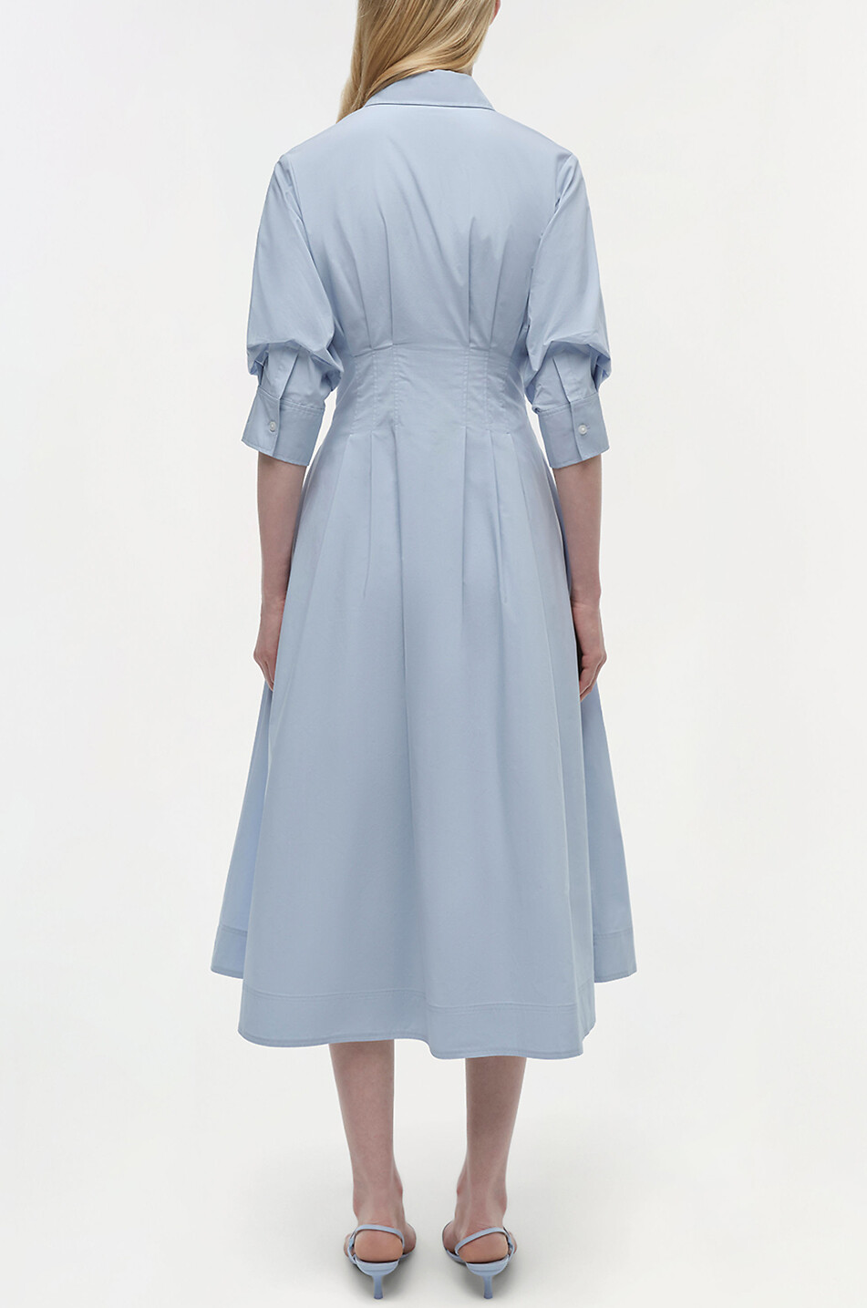 SIMKHAI Jazz cinched poplin midi shirt dress Women LIGHT BLUE 5