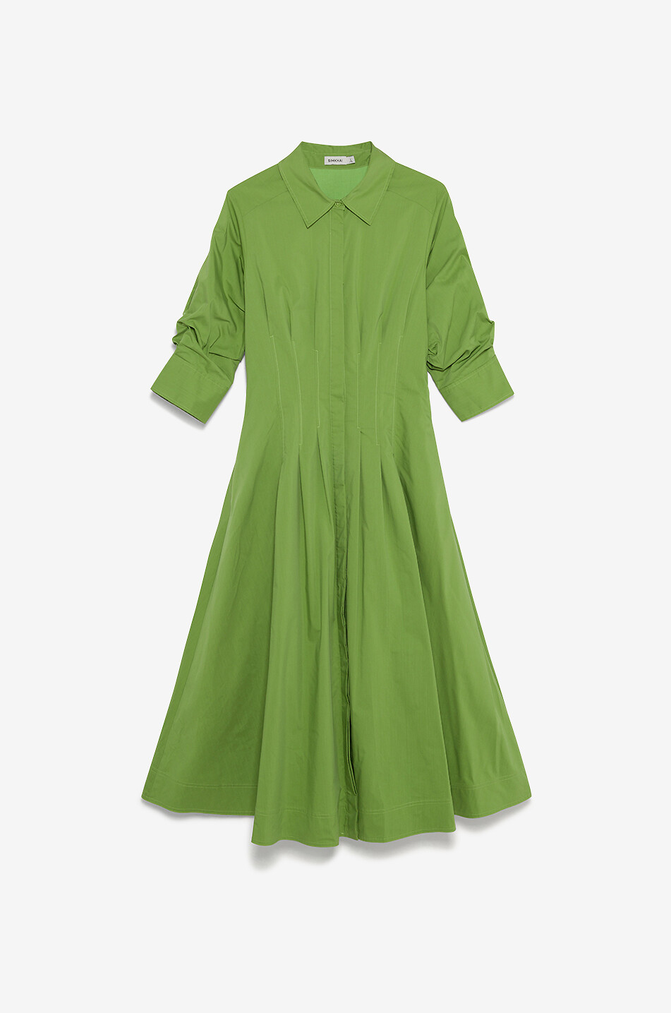 SIMKHAI Jazz cinched poplin midi shirt dress Women GREEN 1