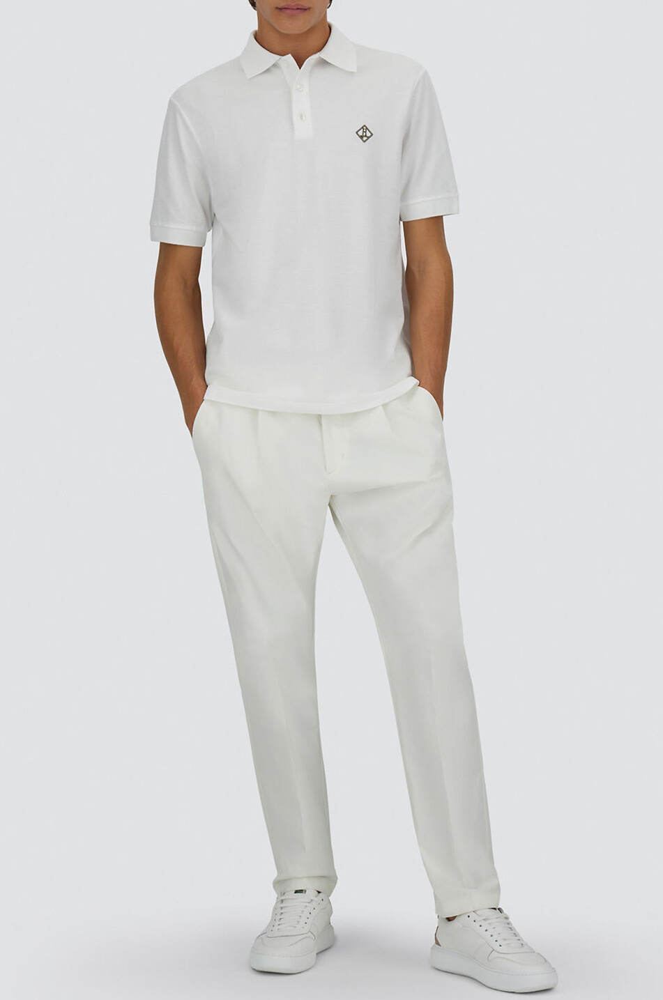 HERNO Kurzarm-Baumwoll-Polohemd mit Monogramm Herren WEISS 5