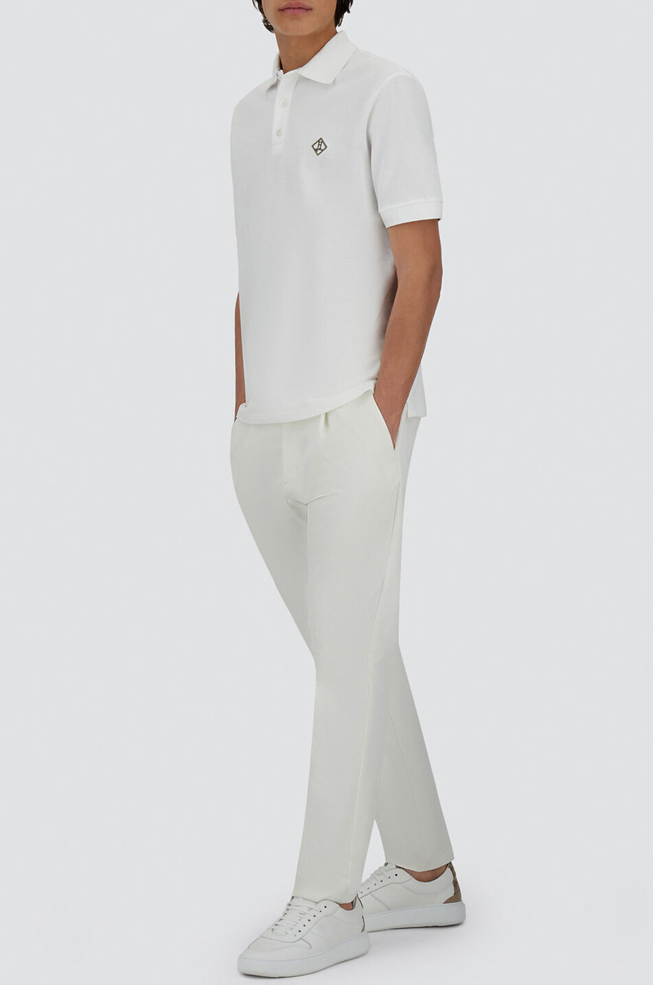 HERNO Kurzarm-Baumwoll-Polohemd mit Monogramm Herren WEISS 6