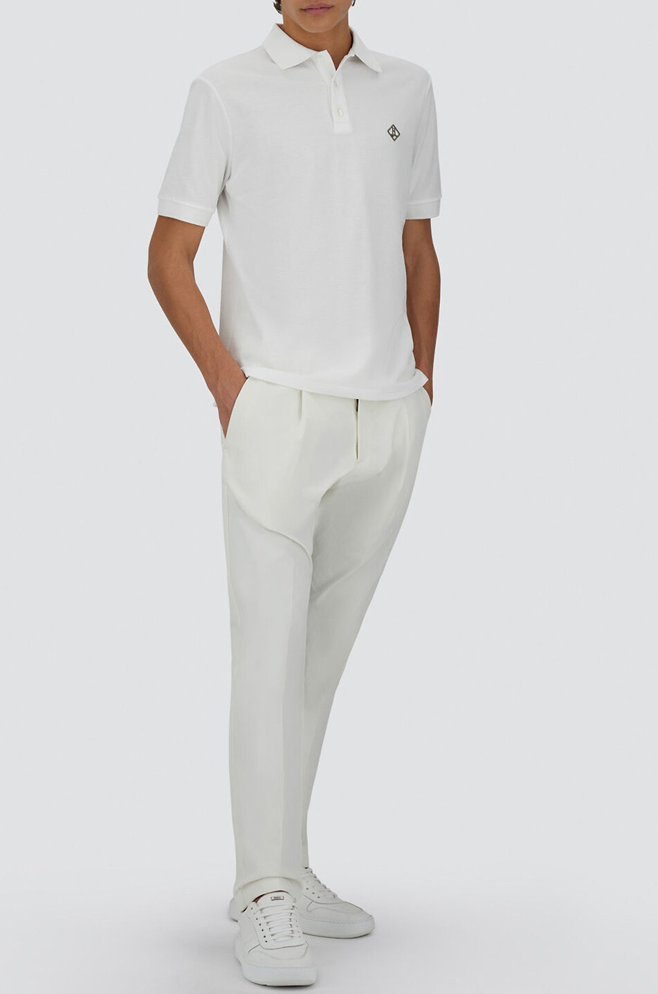 HERNO Kurzarm-Baumwoll-Polohemd mit Monogramm Herren WEISS 8