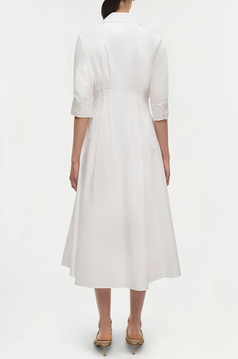 SIMKHAI Jazz cinched midi shirt dress Women WHITE 5