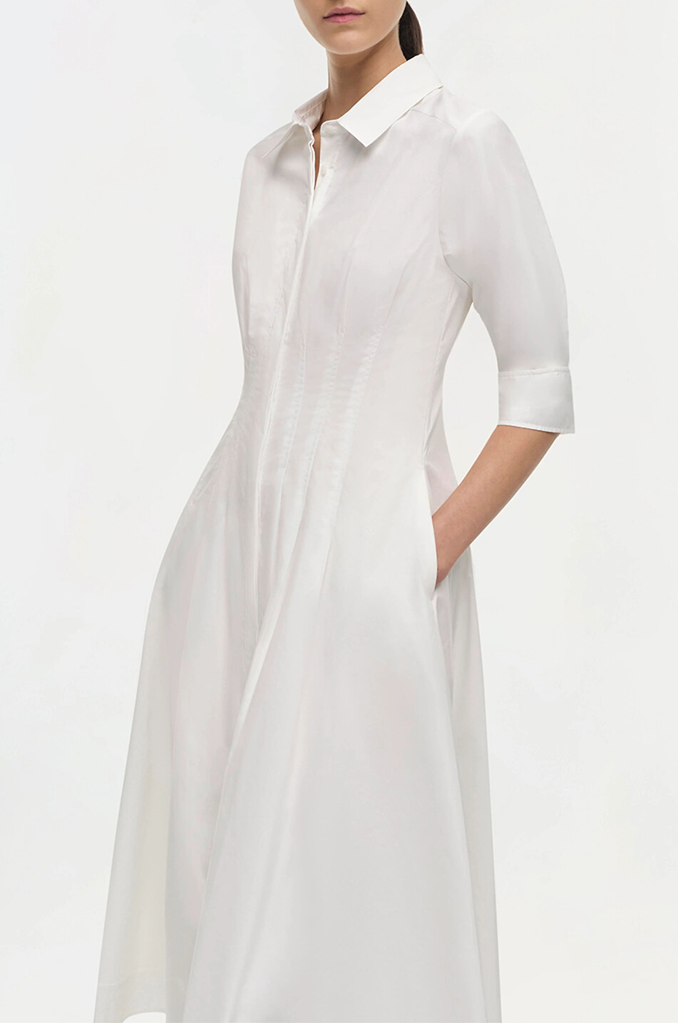 SIMKHAI Jazz cinched midi shirt dress Women WHITE 6