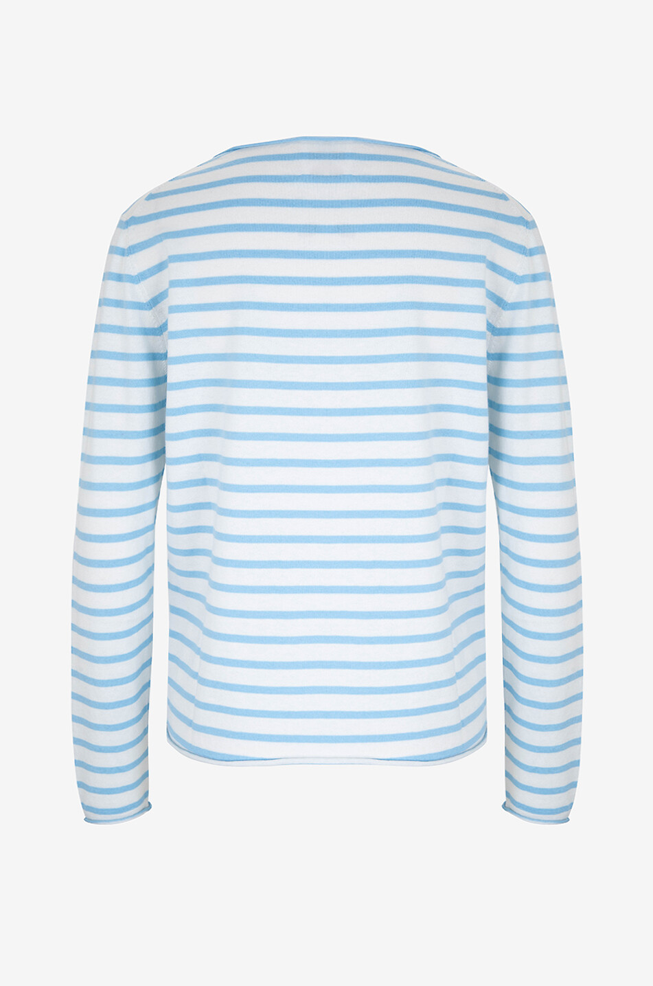 ALLUDE T-shirt marinière à manches longues en coton soie et cachemire Femme BLEU CLAIR 2