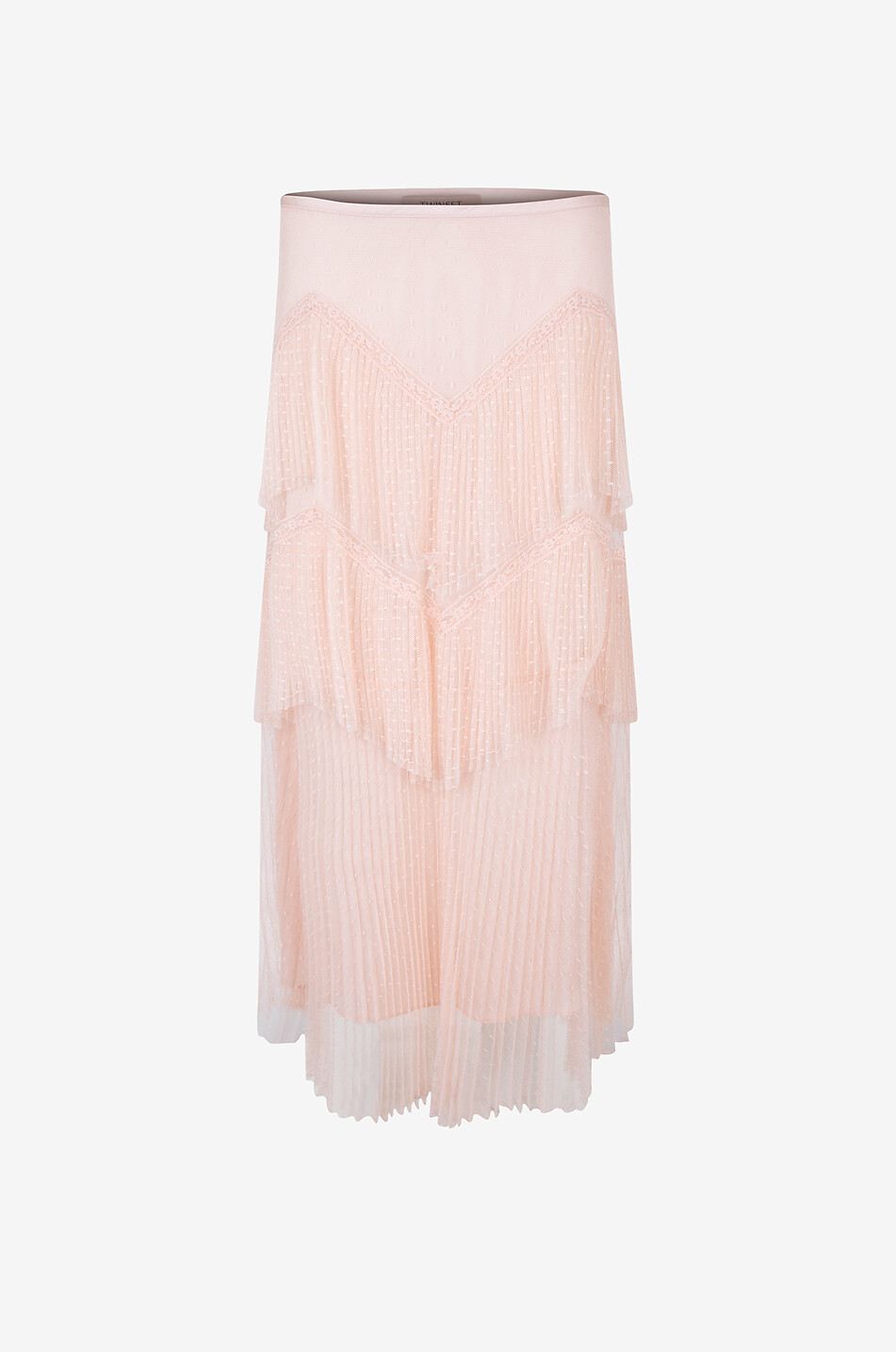 Jupe longue en tulle à volants plissés
