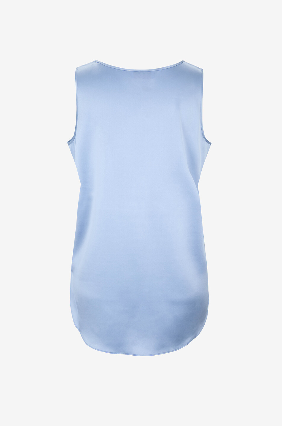 Top sans manches en satin de soie à col rond