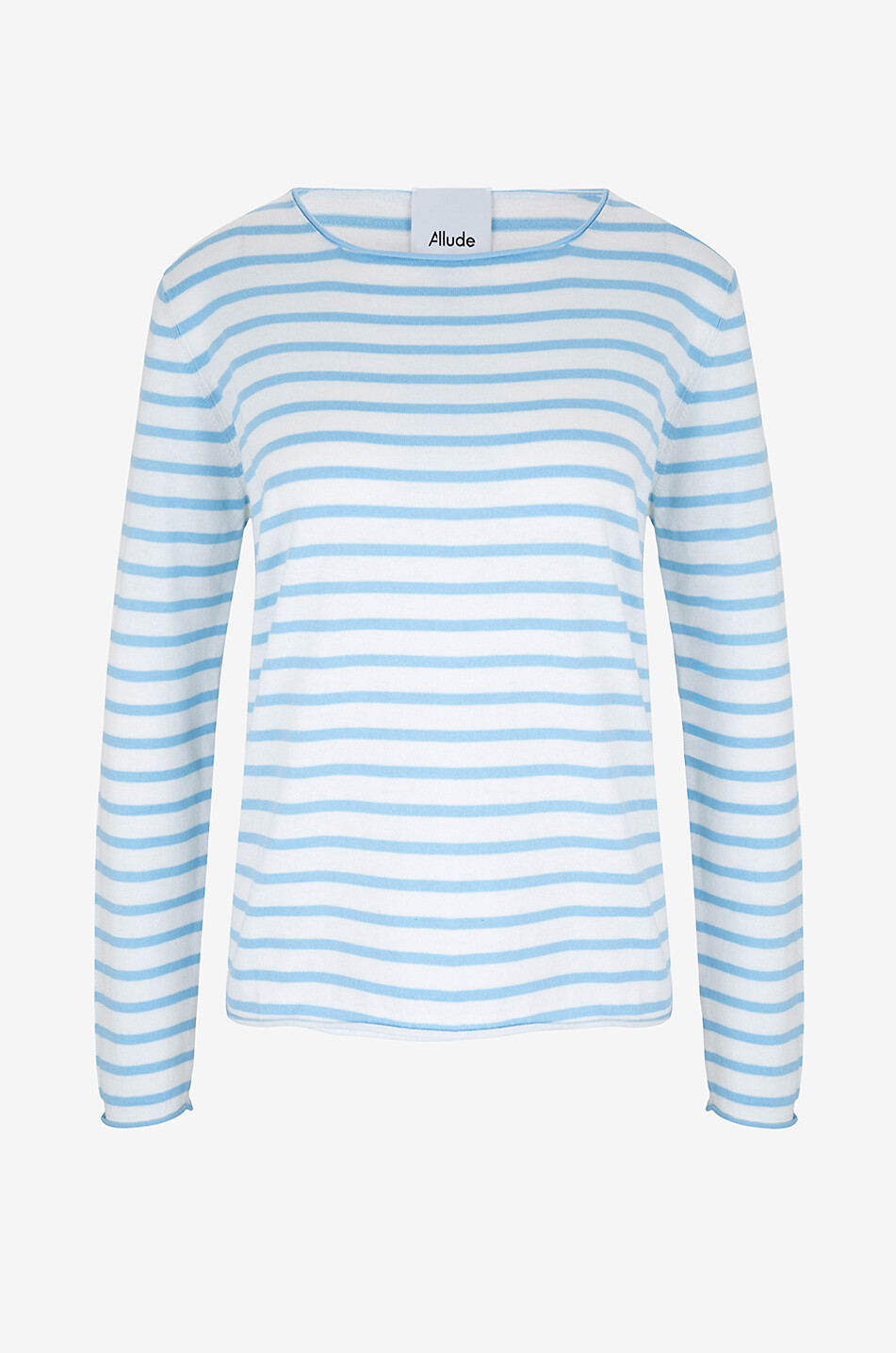 ALLUDE T-shirt marinière à manches longues en coton soie et cachemire Femme BLEU CLAIR 1
