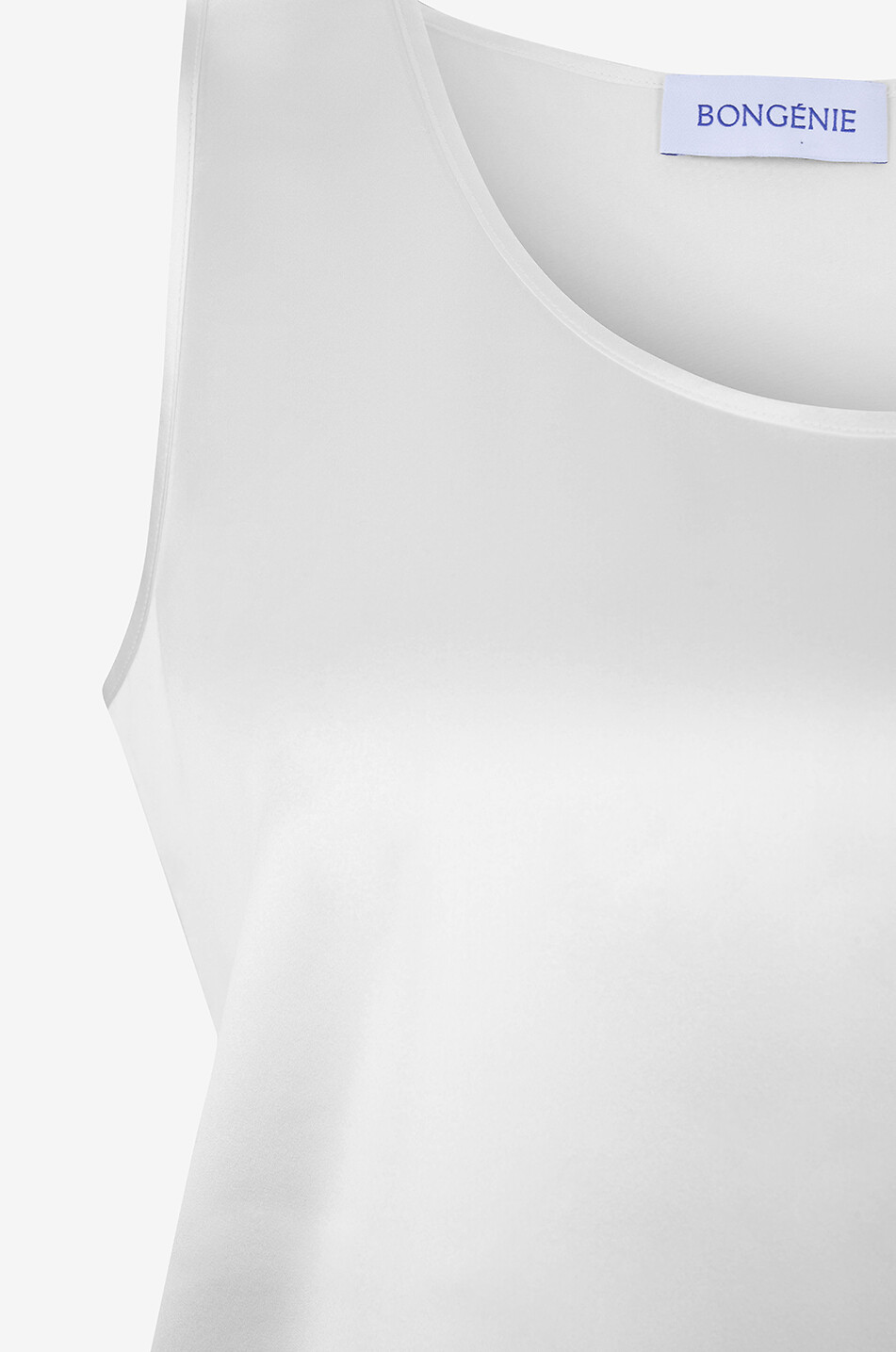 BONGÉNIE Top sans manches en satin de soie à col rond Femme BLANC 3