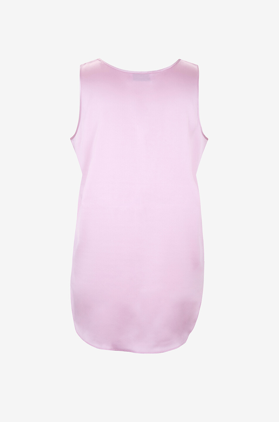Top sans manches en satin de soie à col rond