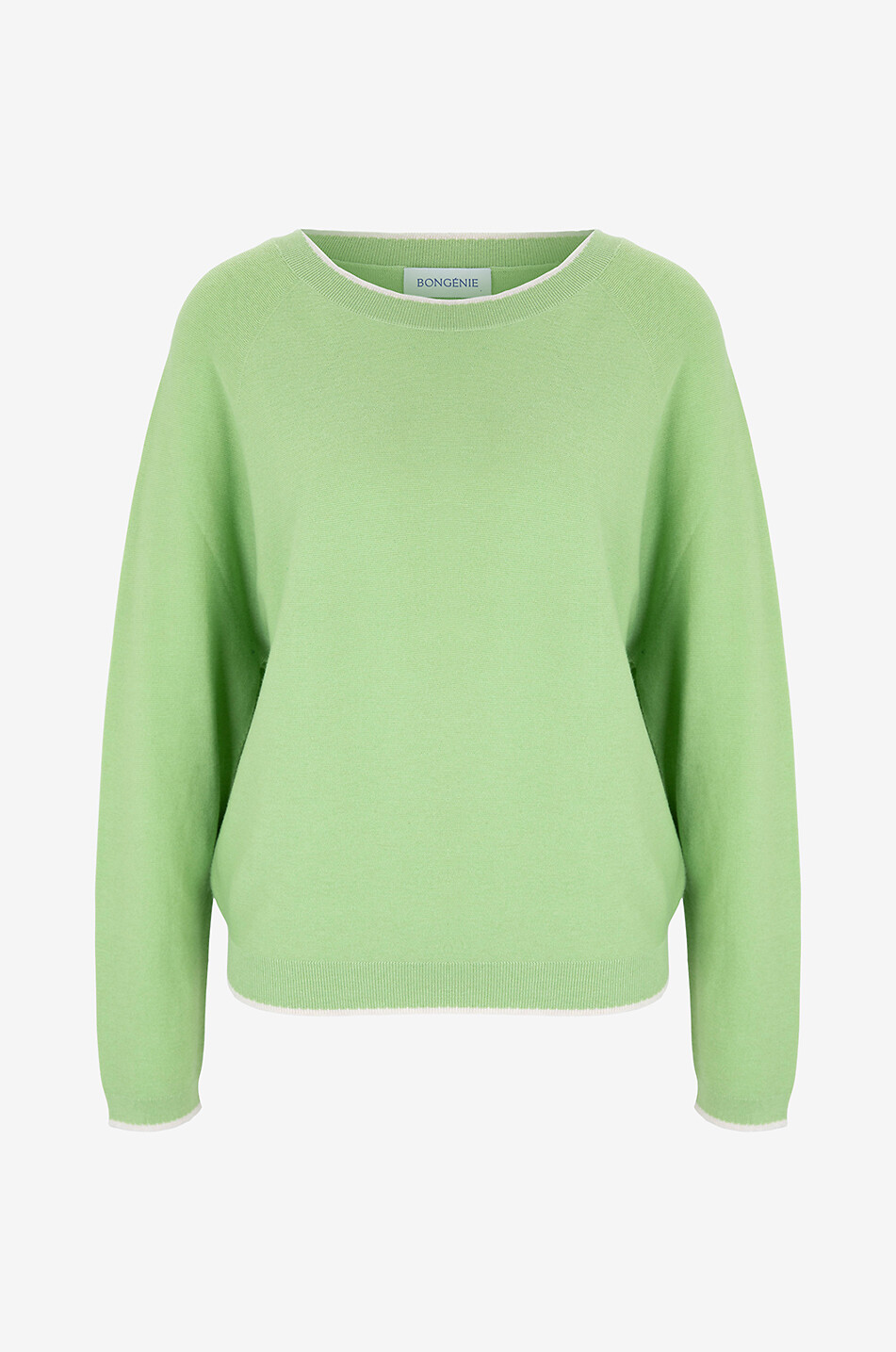 BONGENIE Cotton and cashmere boatneck jumper Women LIGHT GREEN 1
