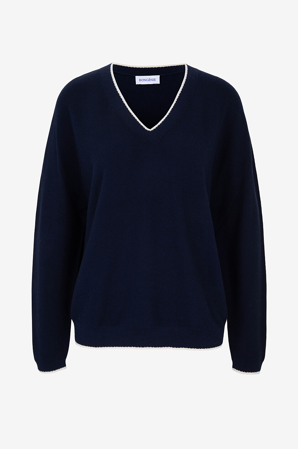 Pull à col V en coton et cachemire
