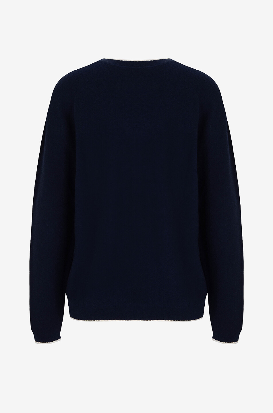 BONGÉNIE Pull à col V en coton et cachemire Femme BLEU FONCE 2