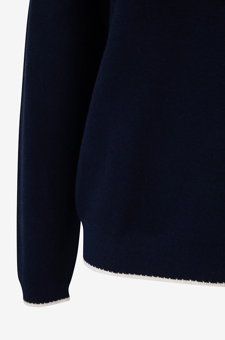 BONGÉNIE Pull à col V en coton et cachemire Femme BLEU FONCE 3