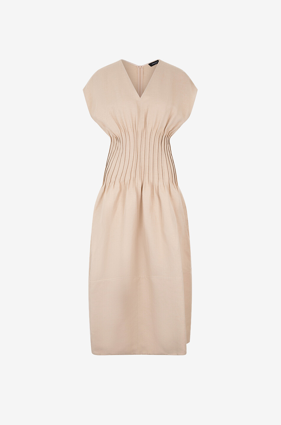 FABIANA FILIPPI Tailliertes Leinen-Twill-Midikleid mit Biesen Damen BEIGE 1