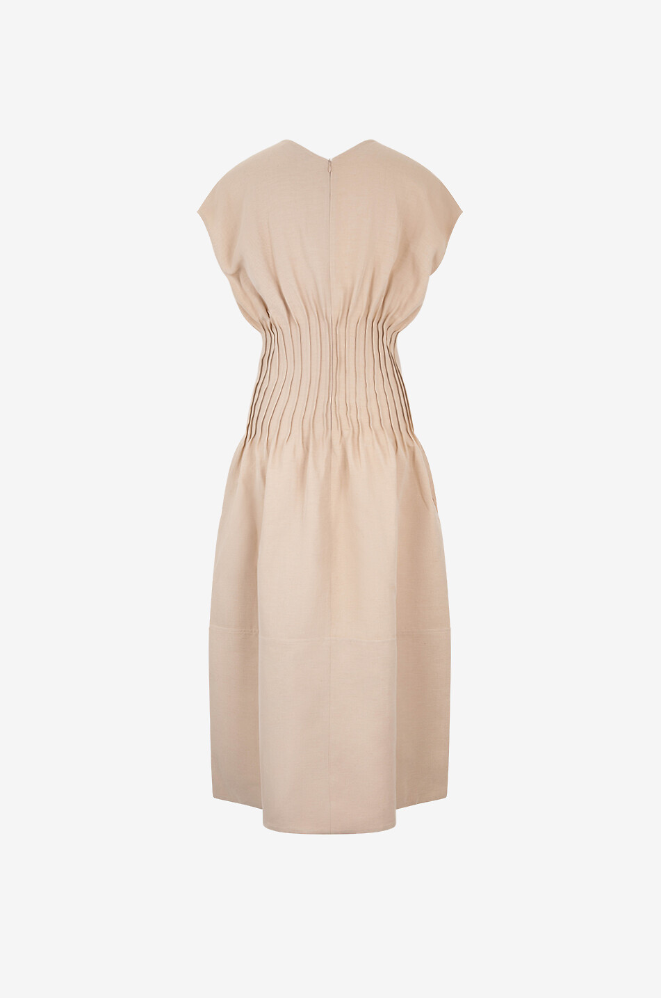 FABIANA FILIPPI Tailliertes Leinen-Twill-Midikleid mit Biesen Damen BEIGE 2