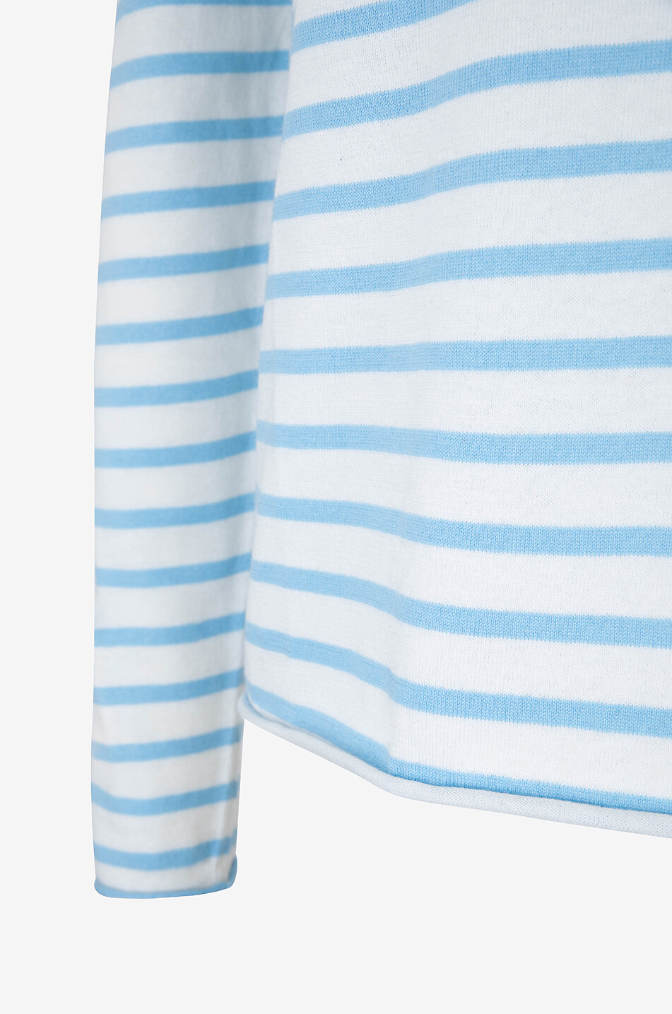 ALLUDE T-shirt marinière à manches longues en coton soie et cachemire Femme BLEU CLAIR 3