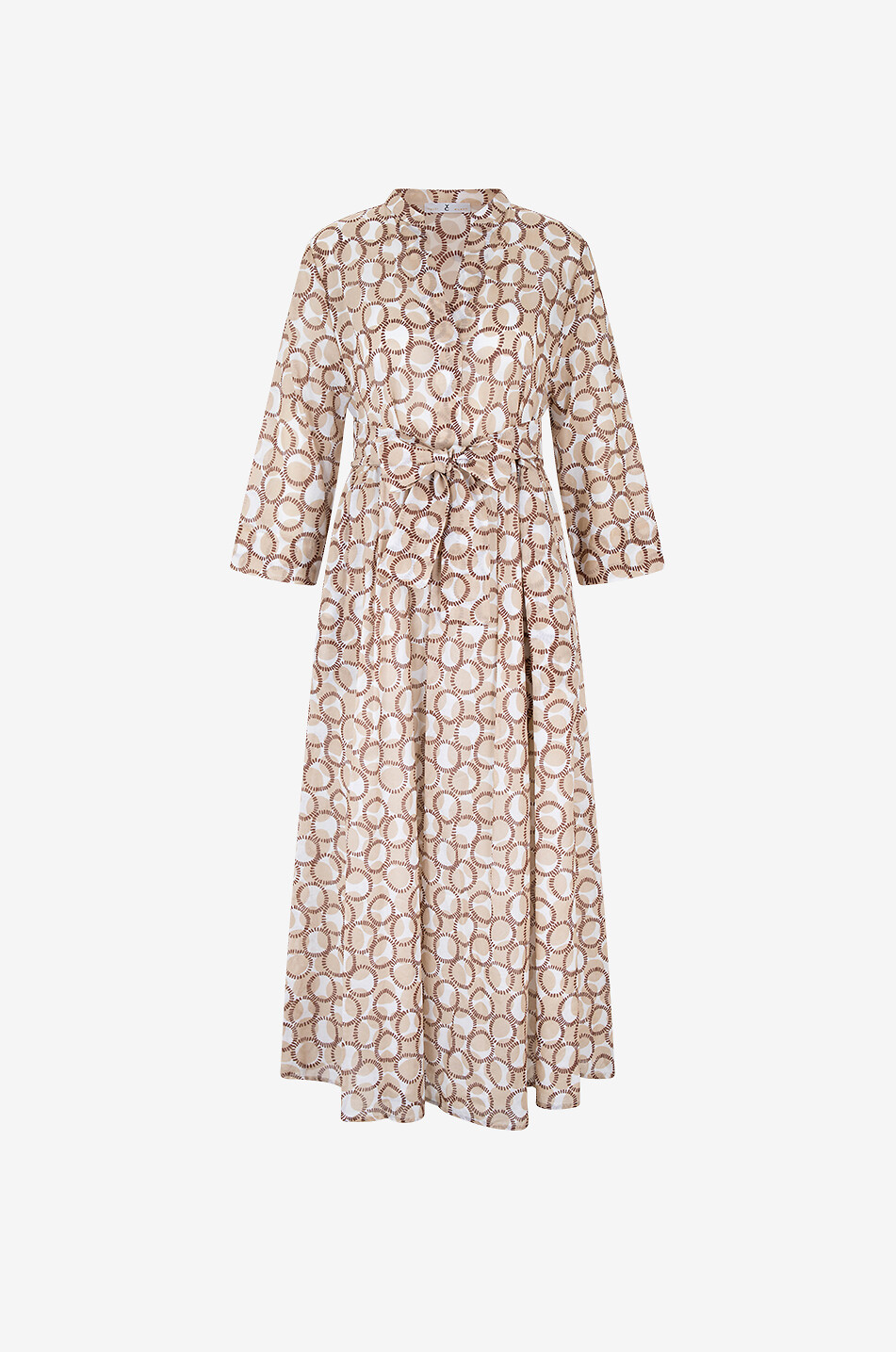 YC MILANO Langes Baumwollvoilekleid mit geometrischem Print Damen BEIGE 1