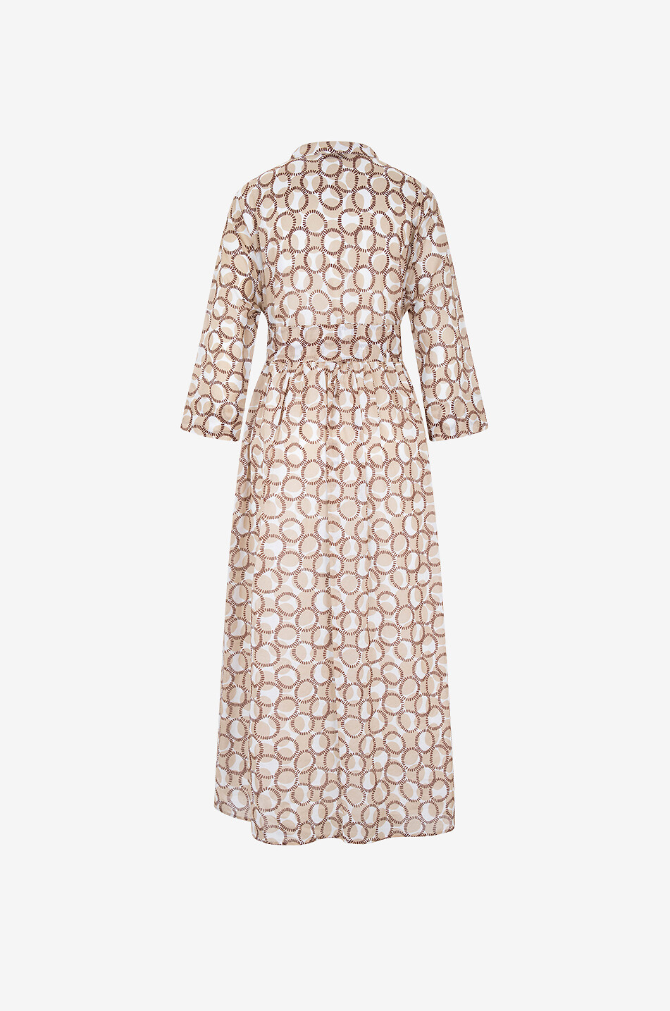 YC MILANO Langes Baumwollvoilekleid mit geometrischem Print Damen BEIGE 2