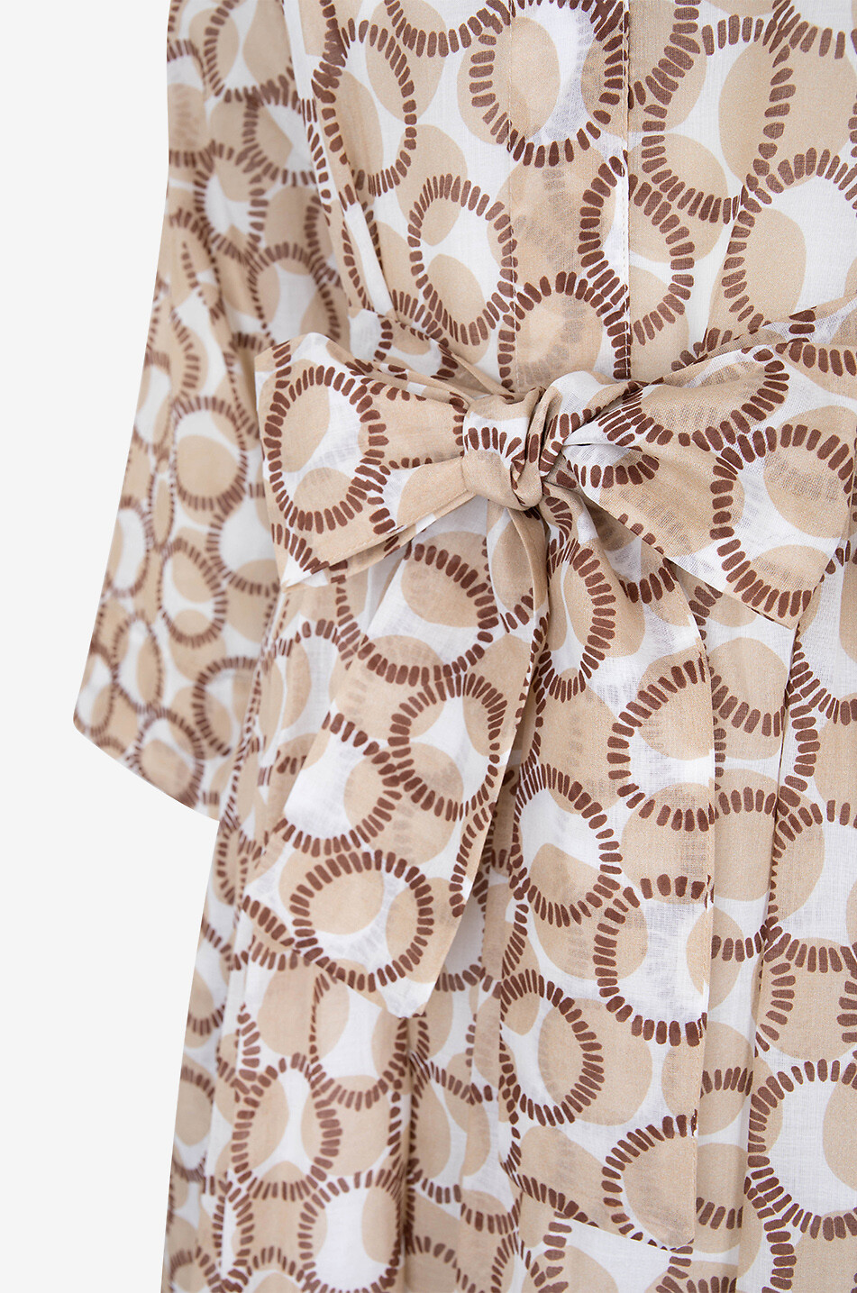 YC MILANO Langes Baumwollvoilekleid mit geometrischem Print Damen BEIGE 3