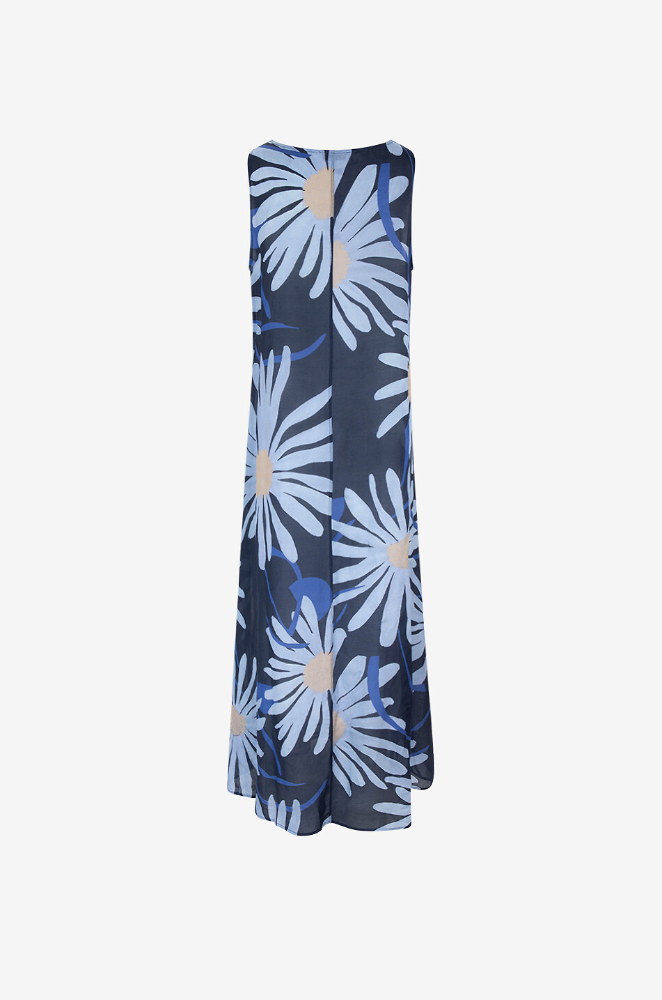 YC MILANO Daisy printed sleeveless linen blend maxi dress Women DARK BLUE 2