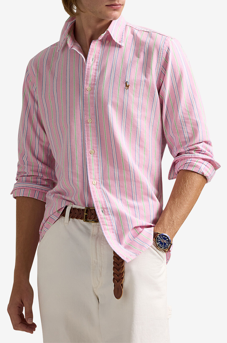 POLO RALPH LAUREN Custom Fit striped Oxford shirt Men PINK 2