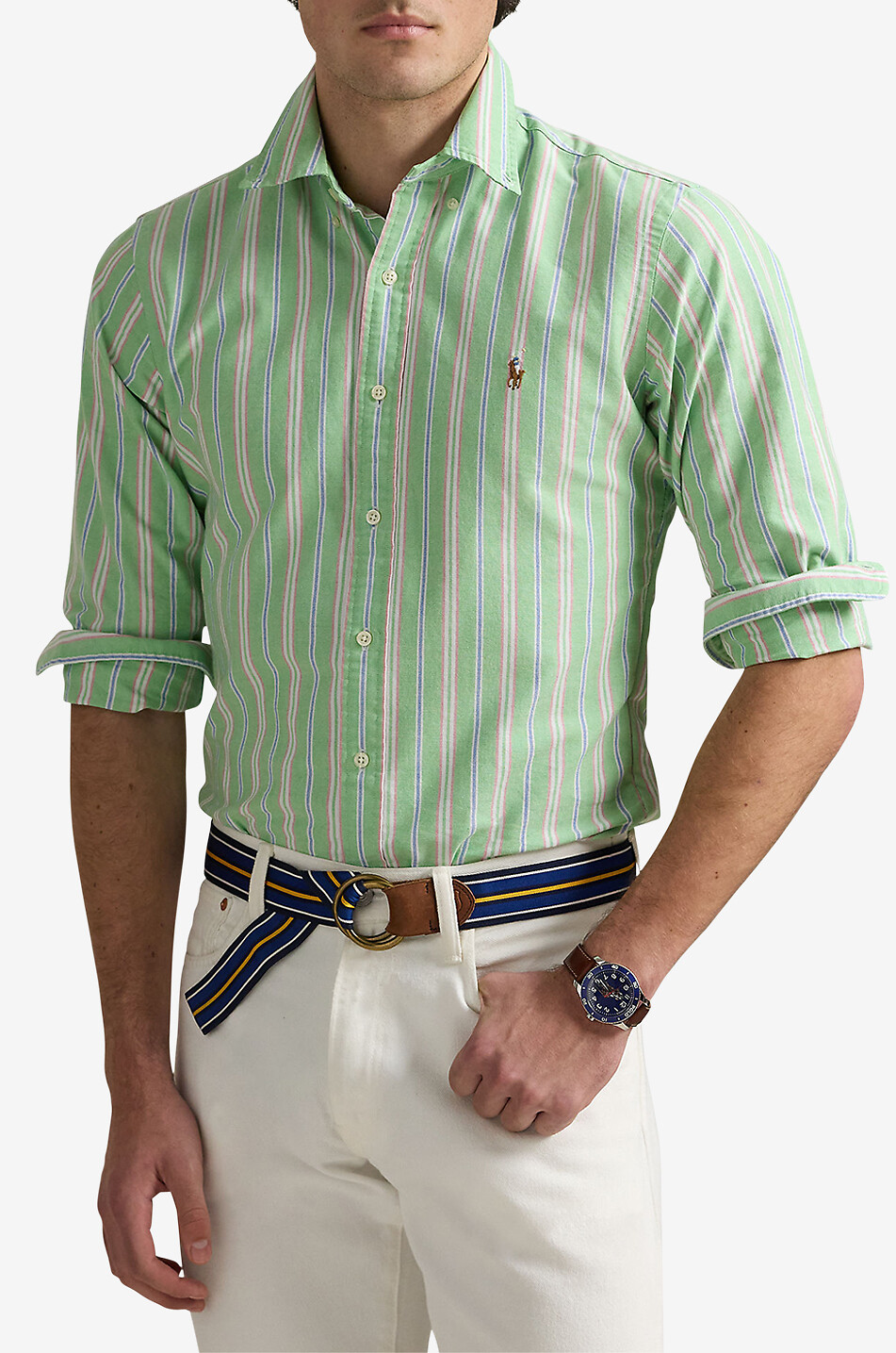POLO RALPH LAUREN Chemise oxford rayée Custom Fit Homme VERT 2