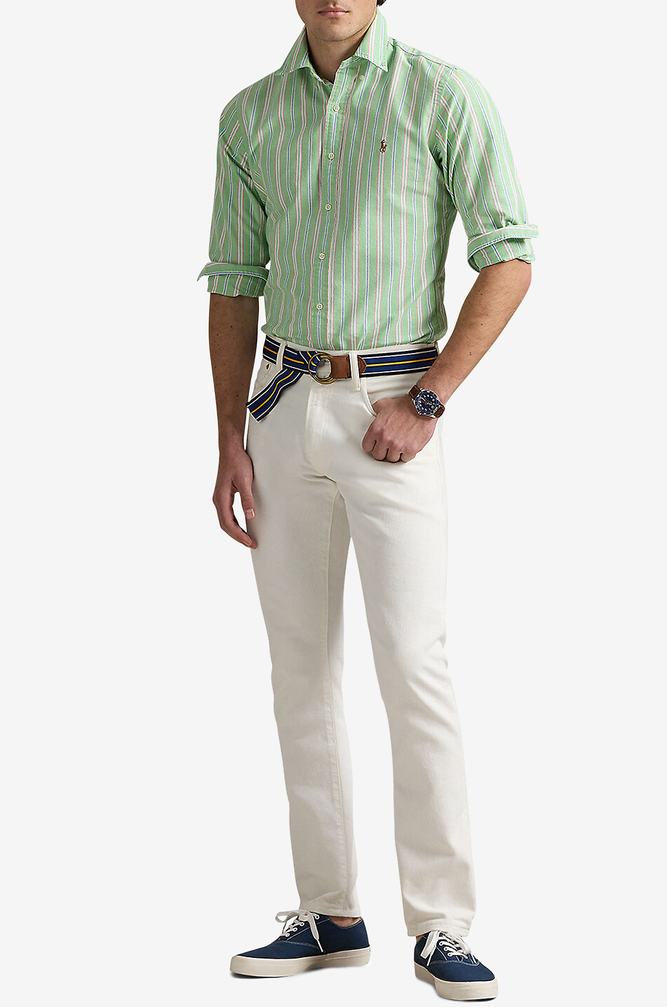 POLO RALPH LAUREN Chemise oxford rayée Custom Fit Homme VERT 4