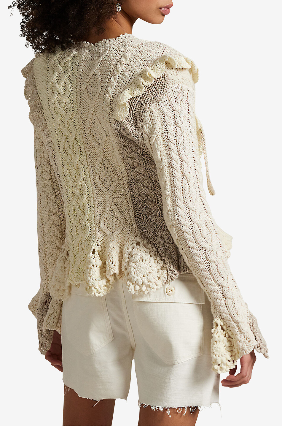 POLO RALPH LAUREN Peplum cable-knit cardigan with ties Women BEIGE 3