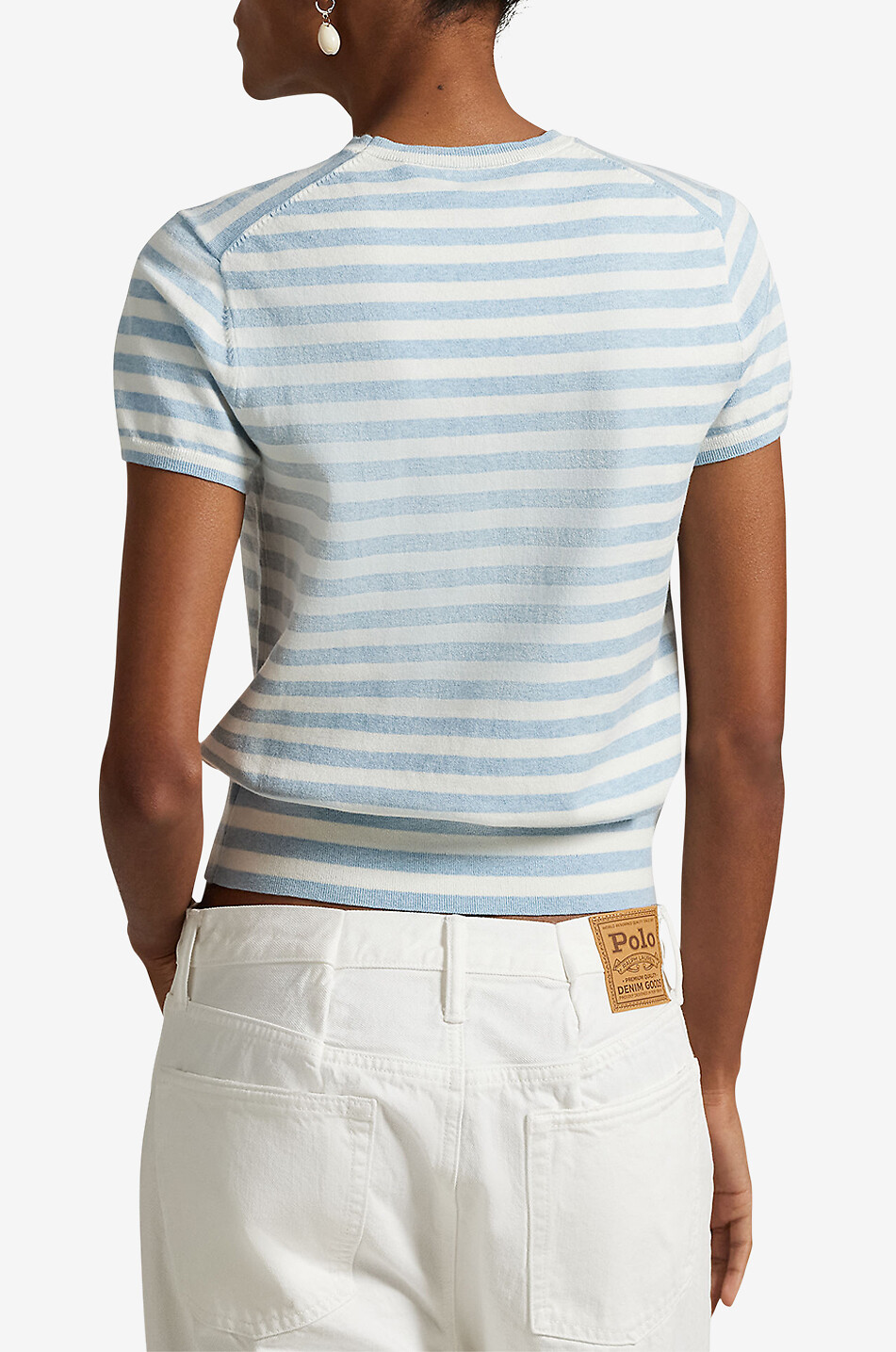 POLO RALPH LAUREN Pony striped short-sleeved fine-gauge jumper Women LIGHT BLUE 3
