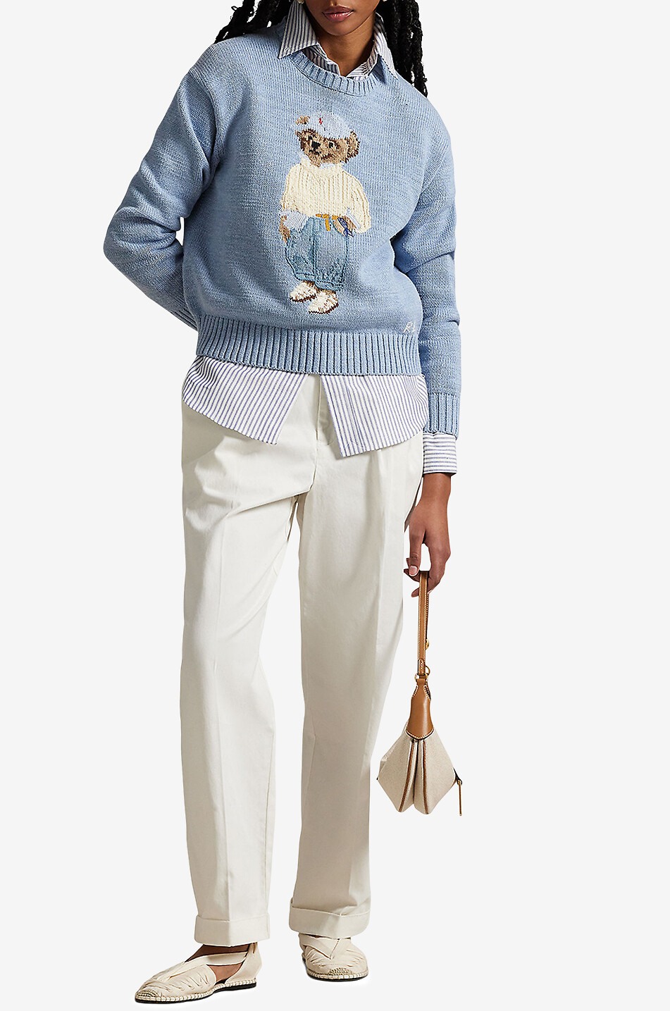 POLO RALPH LAUREN Pull jacquard en coton Seaside Polo Bear Femme BLEU CLAIR 4