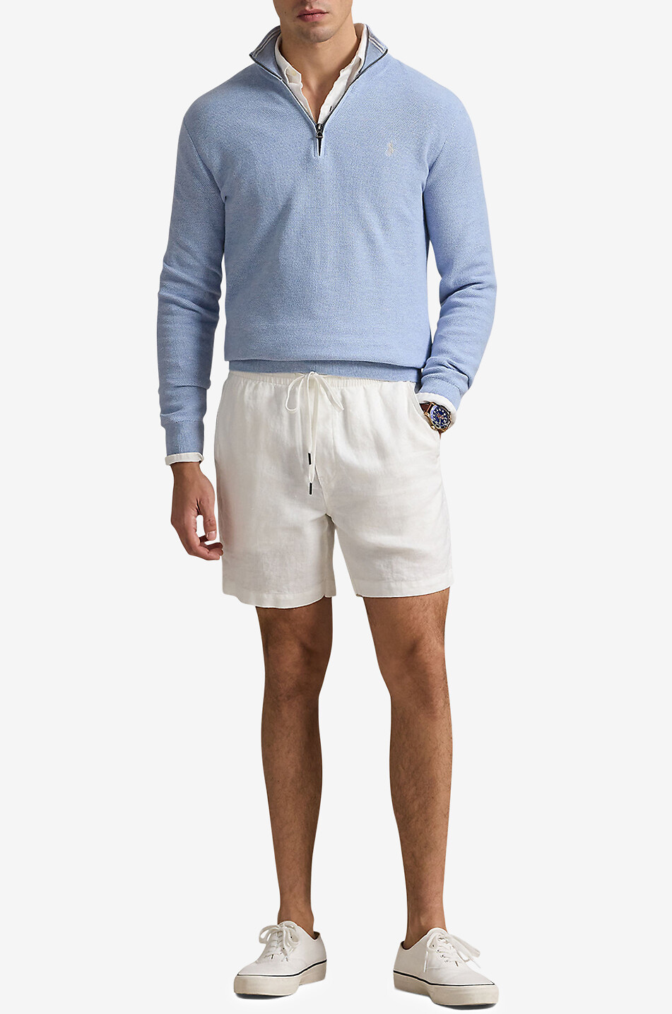 POLO RALPH LAUREN Pull en maille piquée à col montant zippé Pony Homme BLEU 4