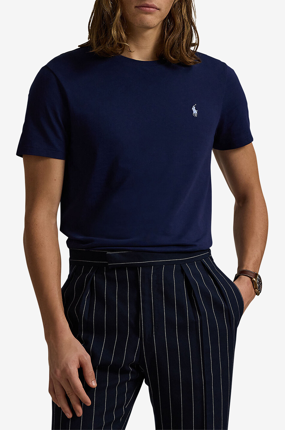 T-shirt en jersey à col rond Pony Custom Slim Fit