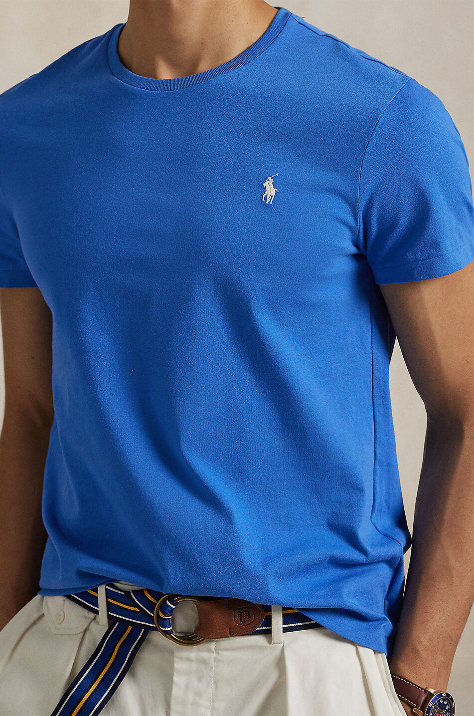 POLO RALPH LAUREN Jersey-Rundhals-Kurzarm-T-Shirt Pony Custom Slim Fit Herren BLAU 5