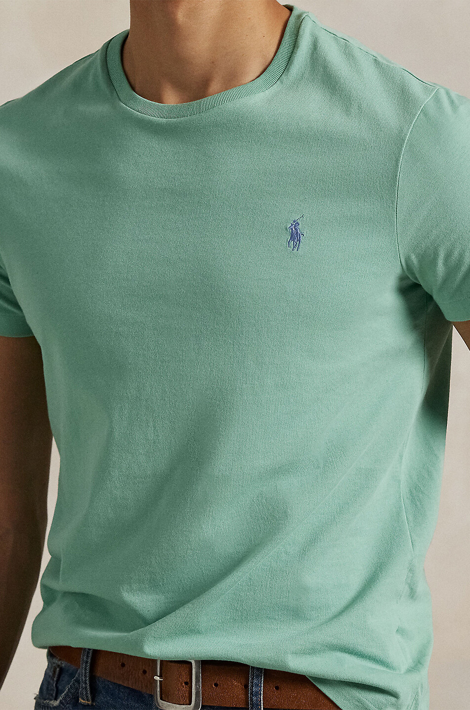 POLO RALPH LAUREN Jersey-Rundhals-Kurzarm-T-Shirt Pony Custom Slim Fit Herren GRÜN 5