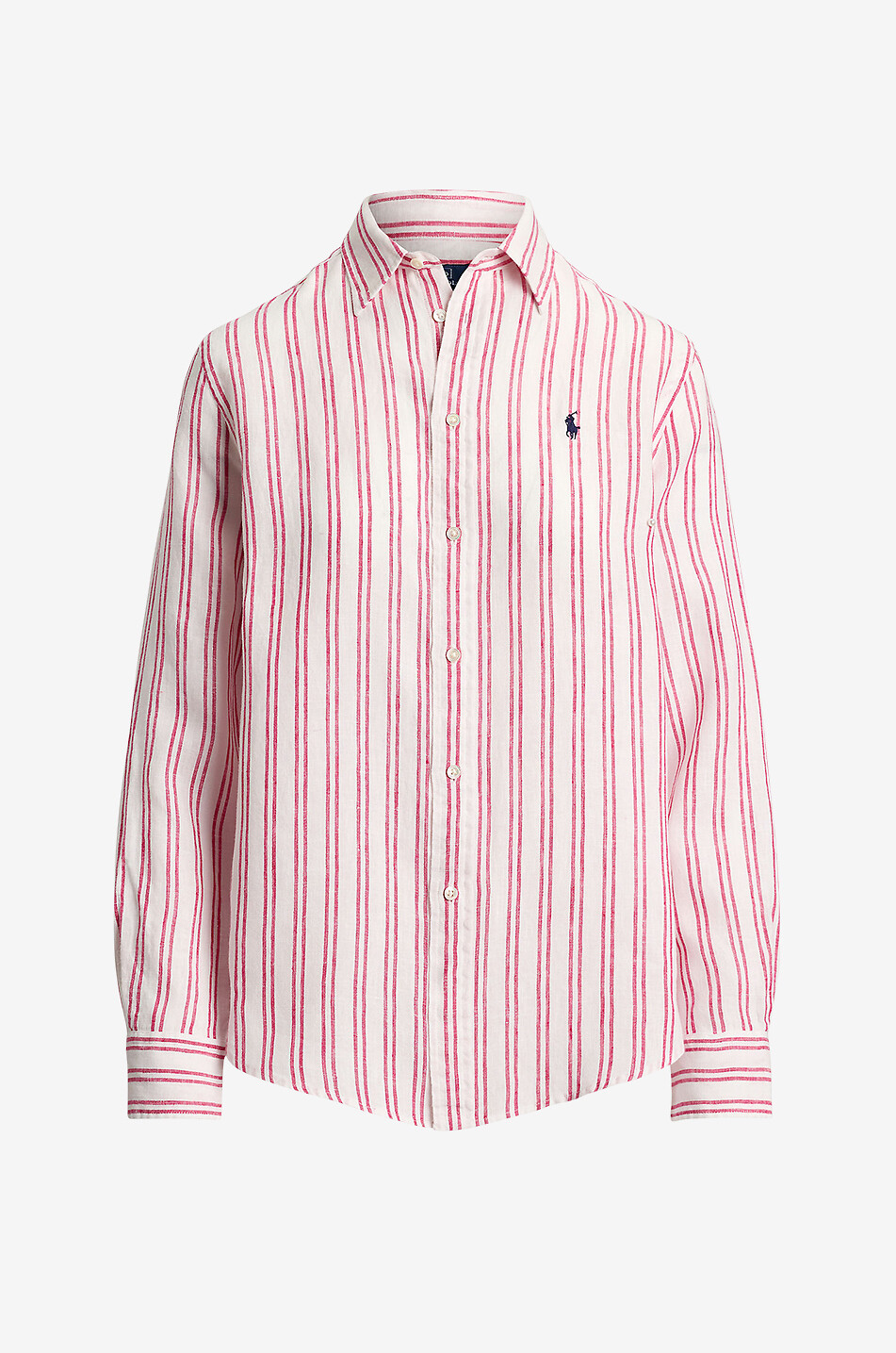 Chemise rayée en lin à manches longues Classic Fit