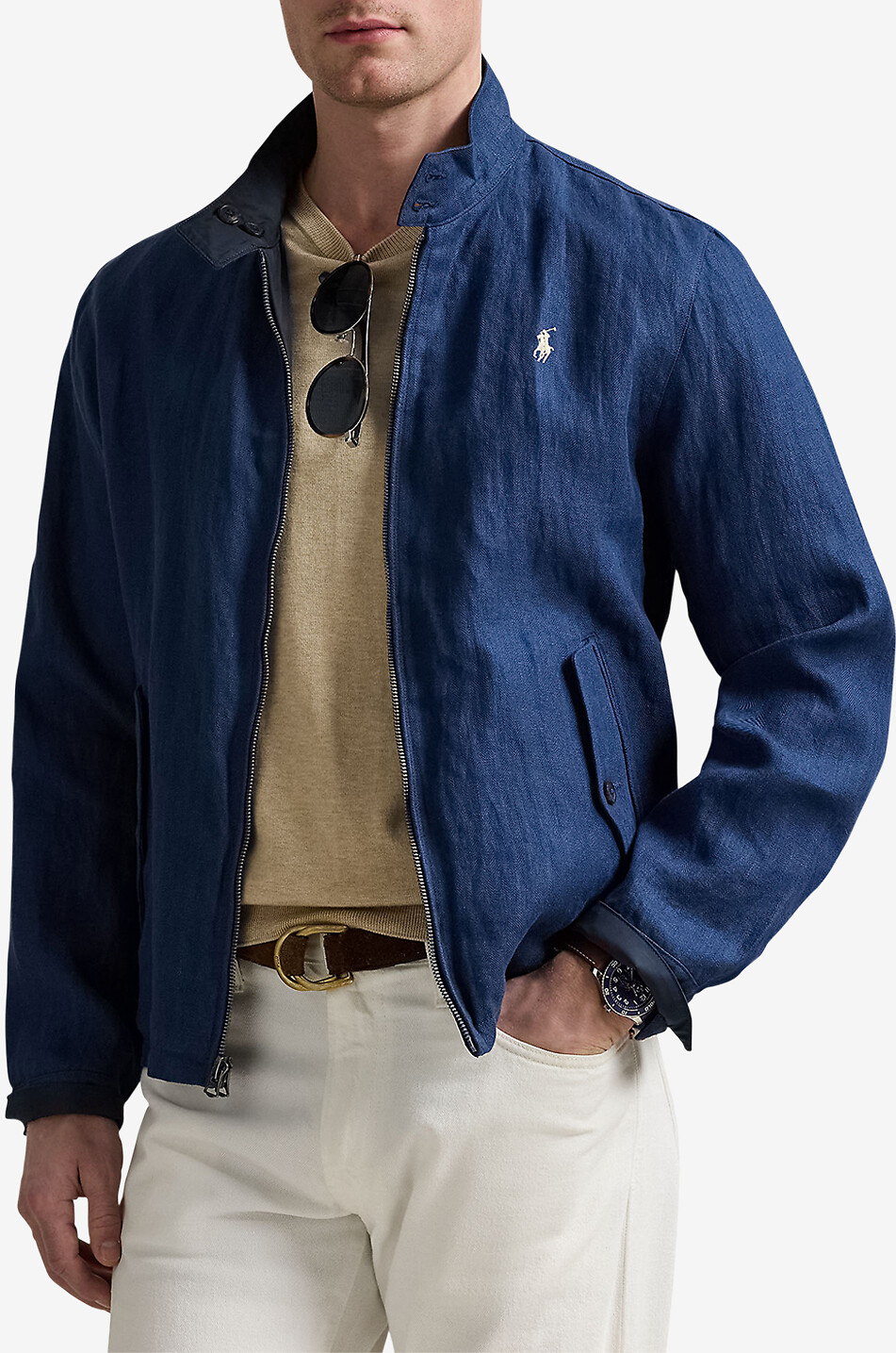 POLO RALPH LAUREN Bedford reversible linen and nylon jacket Men DARK BLUE 2