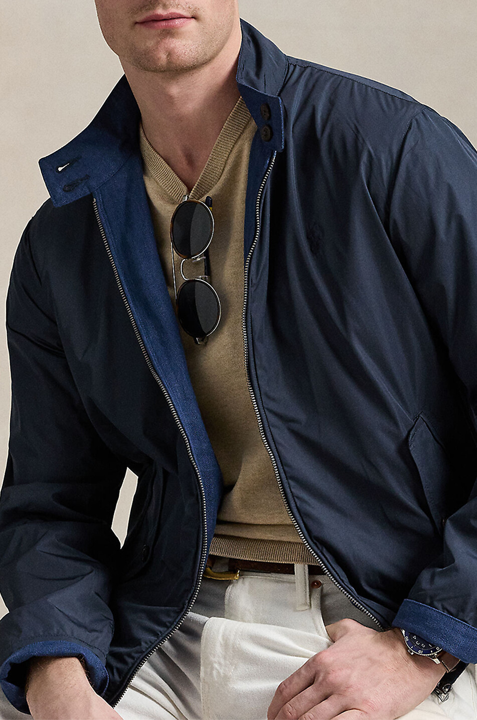 POLO RALPH LAUREN Bedford reversible linen and nylon jacket Men DARK BLUE 5
