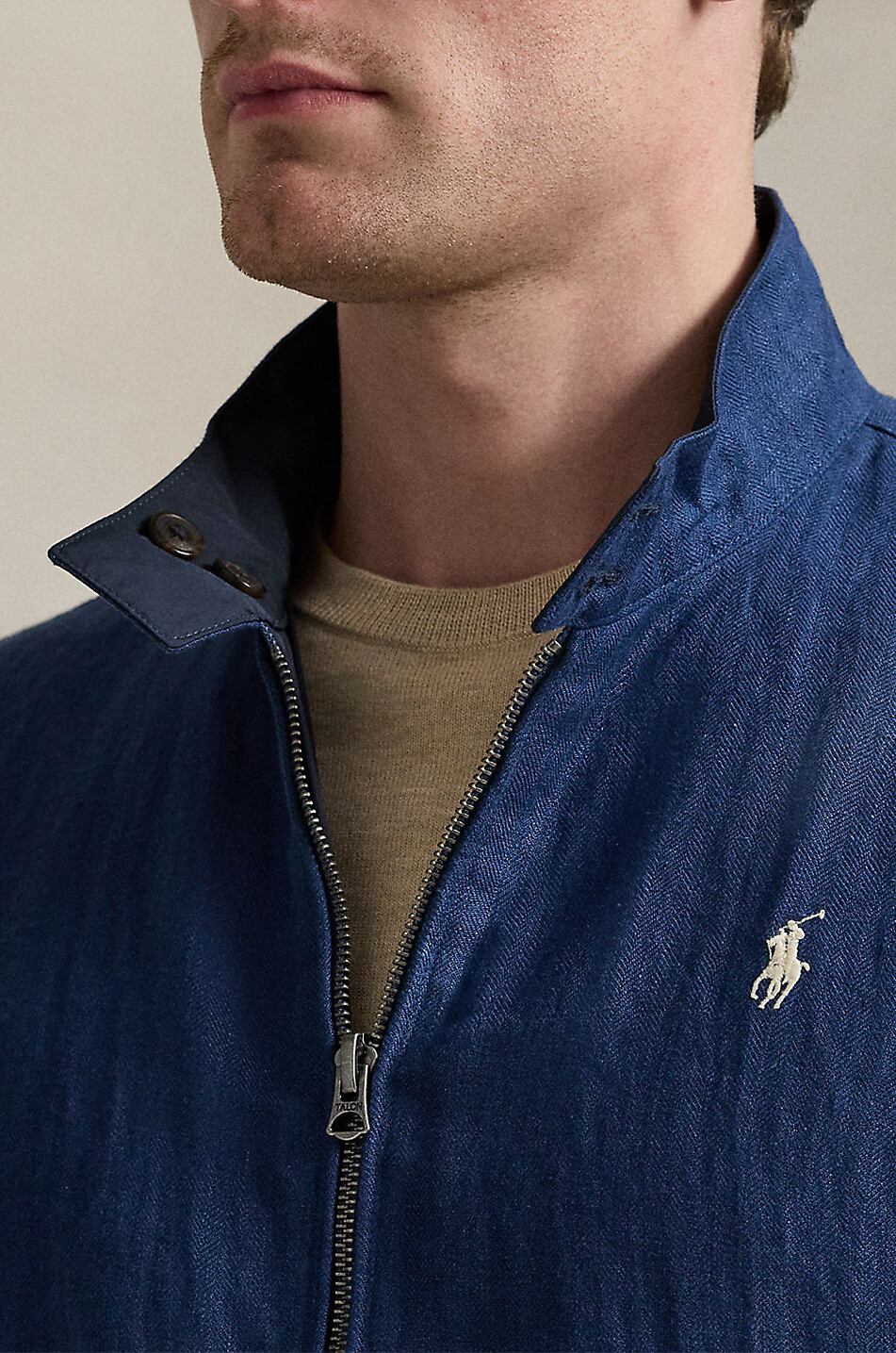 POLO RALPH LAUREN Bedford reversible linen and nylon jacket Men DARK BLUE 7