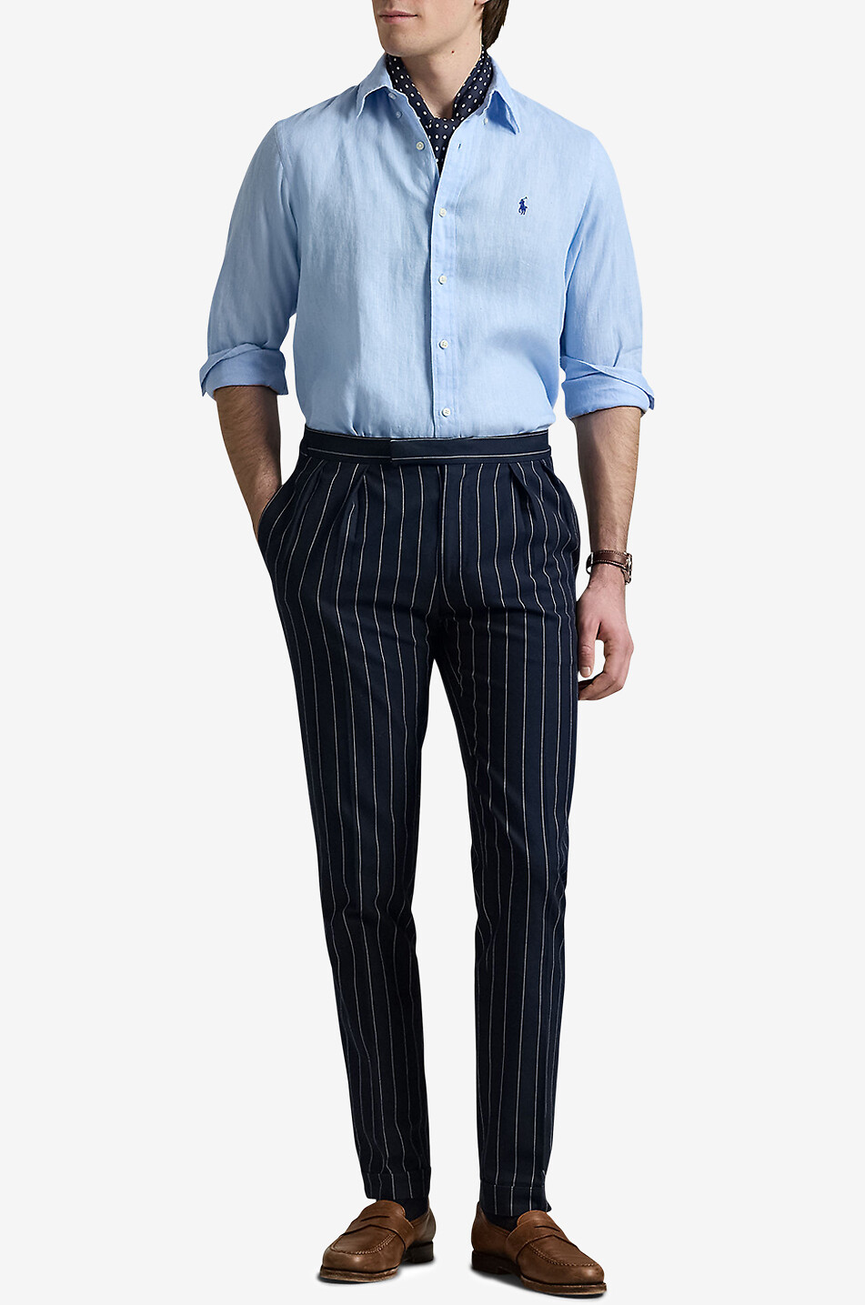 Pony Custom Fit linen long-sleeved shirt