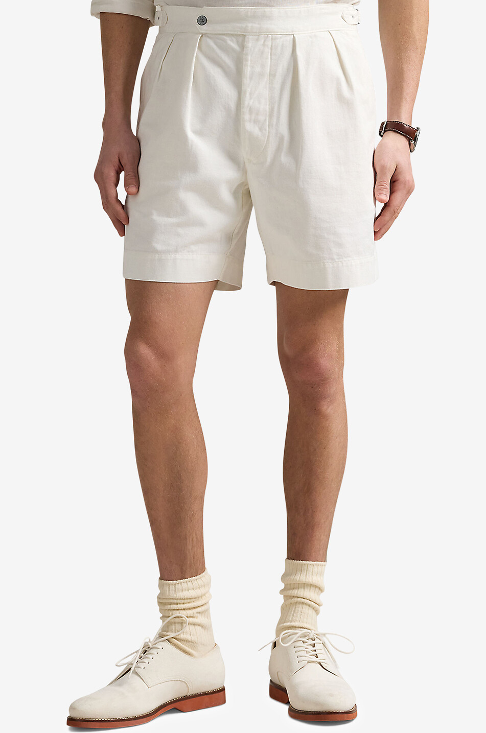 POLO RALPH LAUREN Relaxed Fit cotton twill shorts with waistband tucks Men WHITE 2