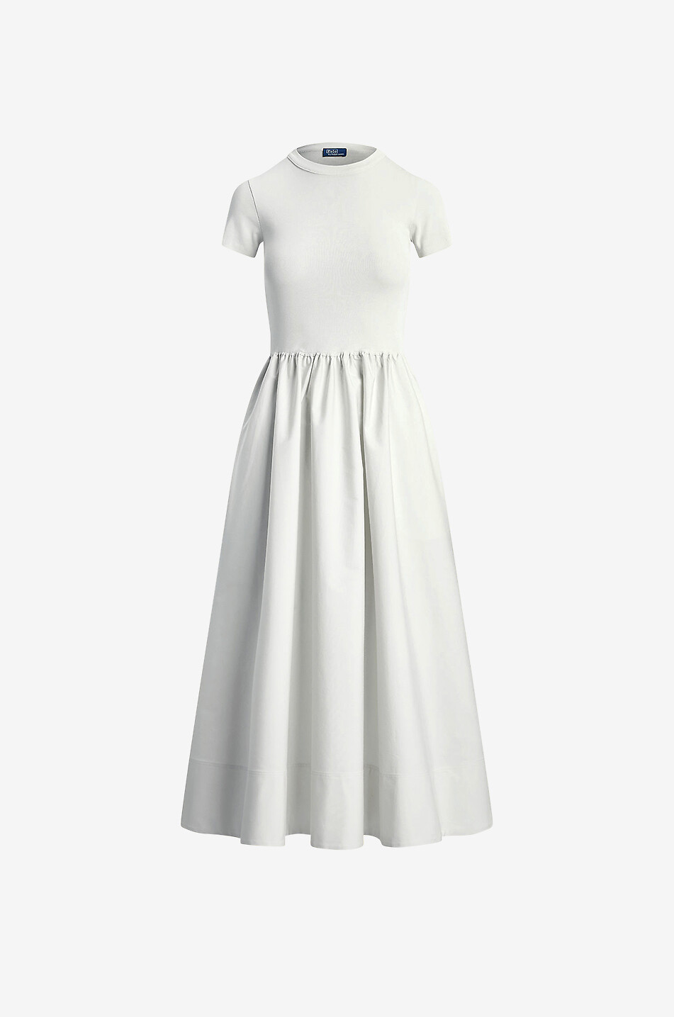 Robe longue bi-matière à manches courtes