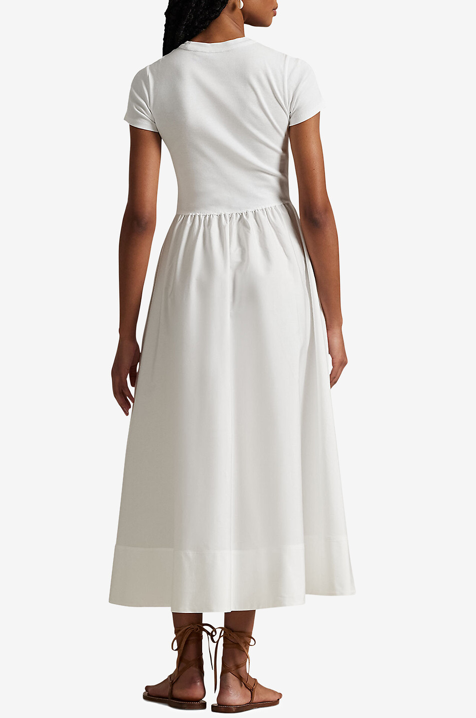 POLO RALPH LAUREN Robe longue bi-matière à manches courtes Femme BLANC 4