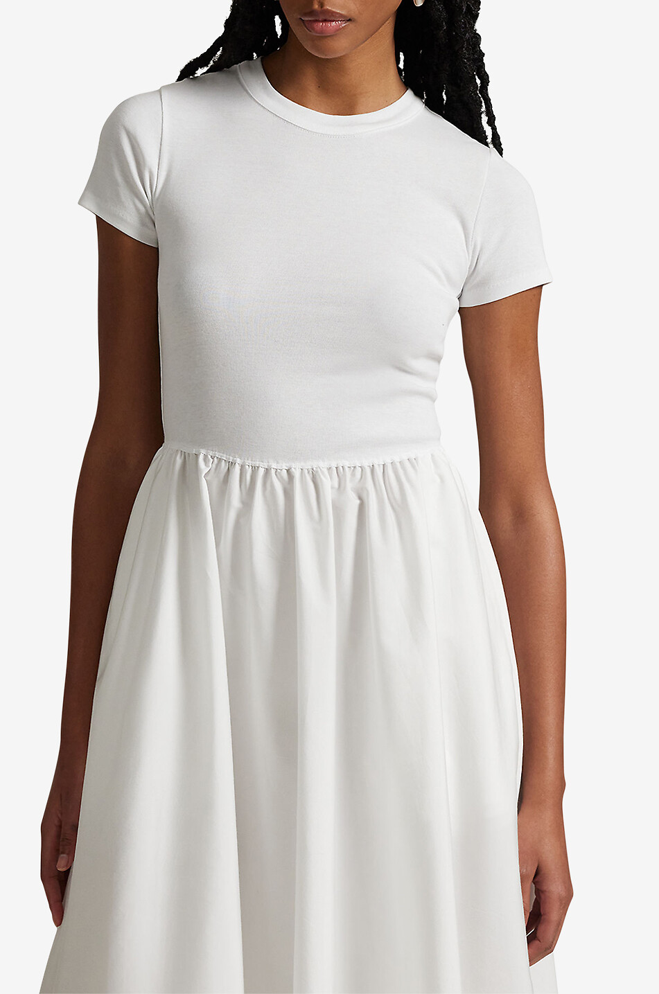 POLO RALPH LAUREN Robe longue bi-matière à manches courtes Femme BLANC 5