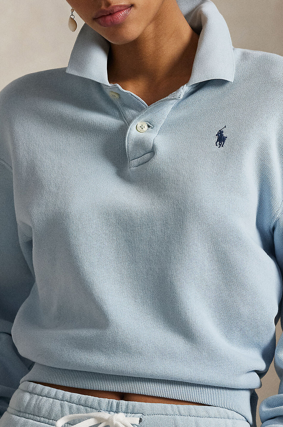 POLO RALPH LAUREN Pony lightweight sweat polo shirt Women LIGHT BLUE 5