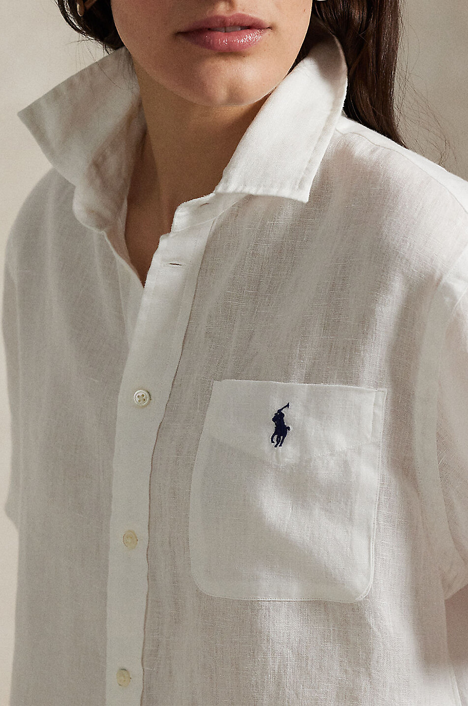 POLO RALPH LAUREN Pony short-sleeved linen boxy shirt Women WHITE 2