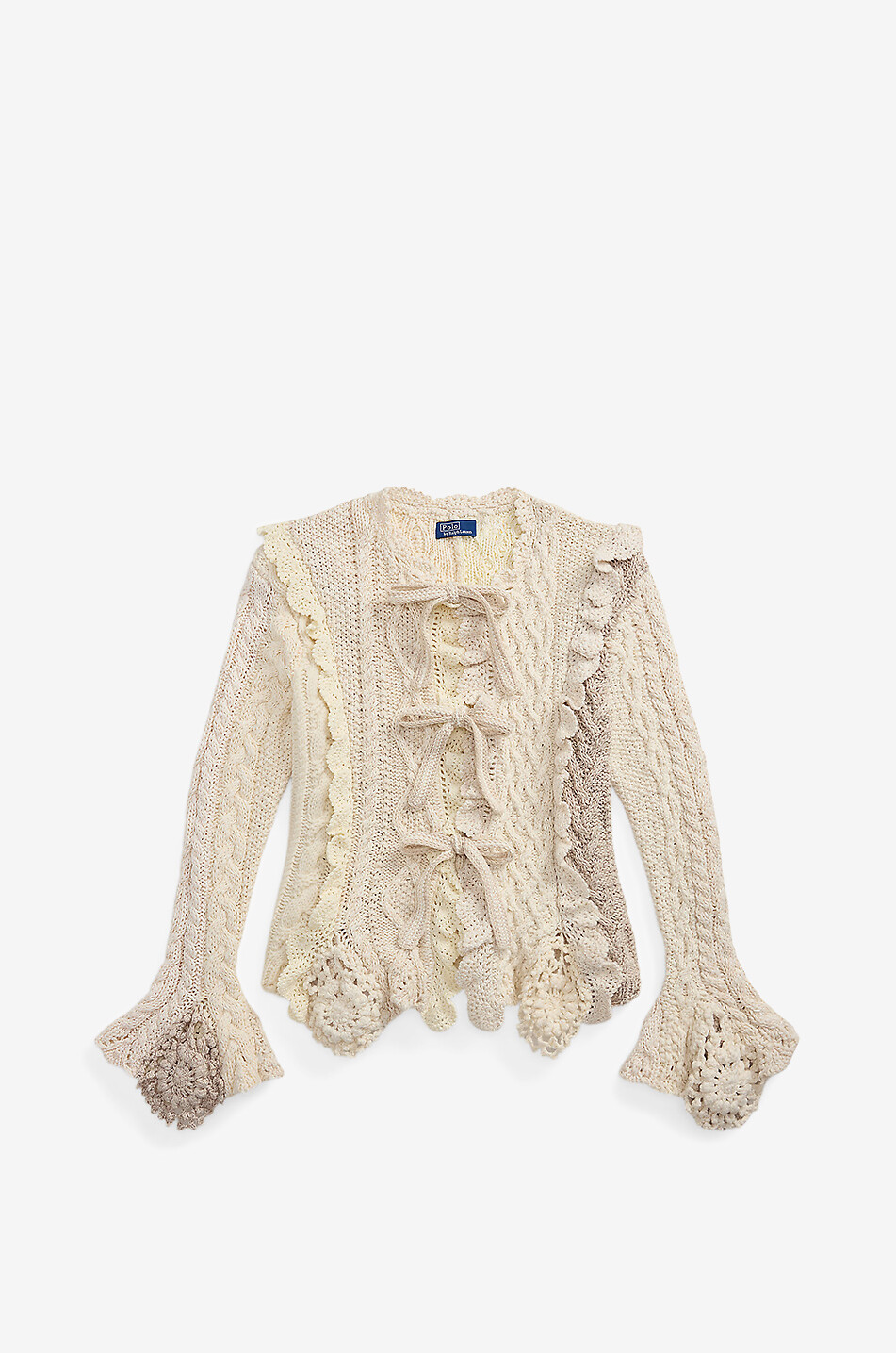 POLO RALPH LAUREN Peplum cable-knit cardigan with ties Women BEIGE 1