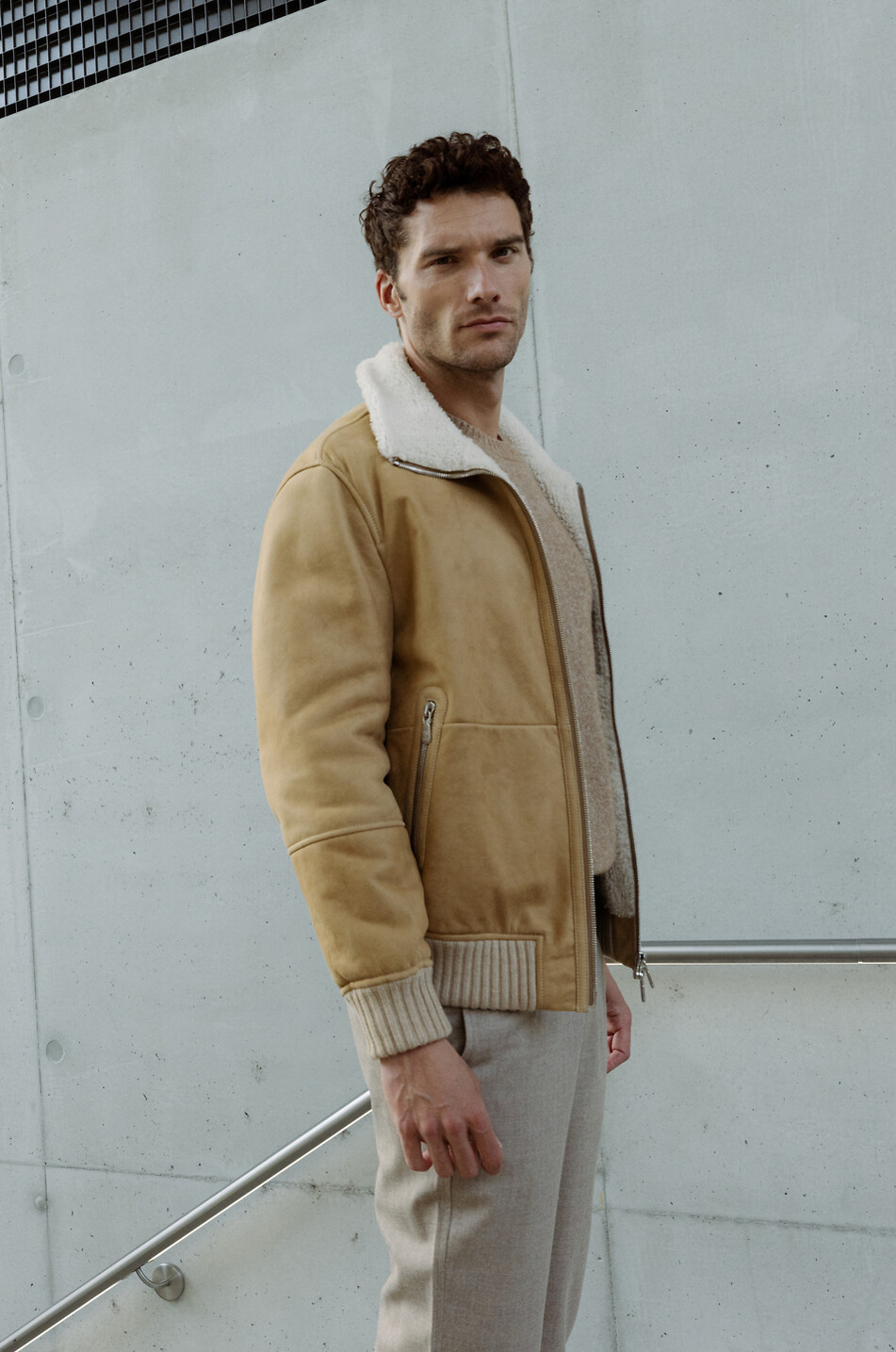 BRUNELLO CUCINELLI Mottled crewneck jumper in alpaca wool blend Men CAMEL 3