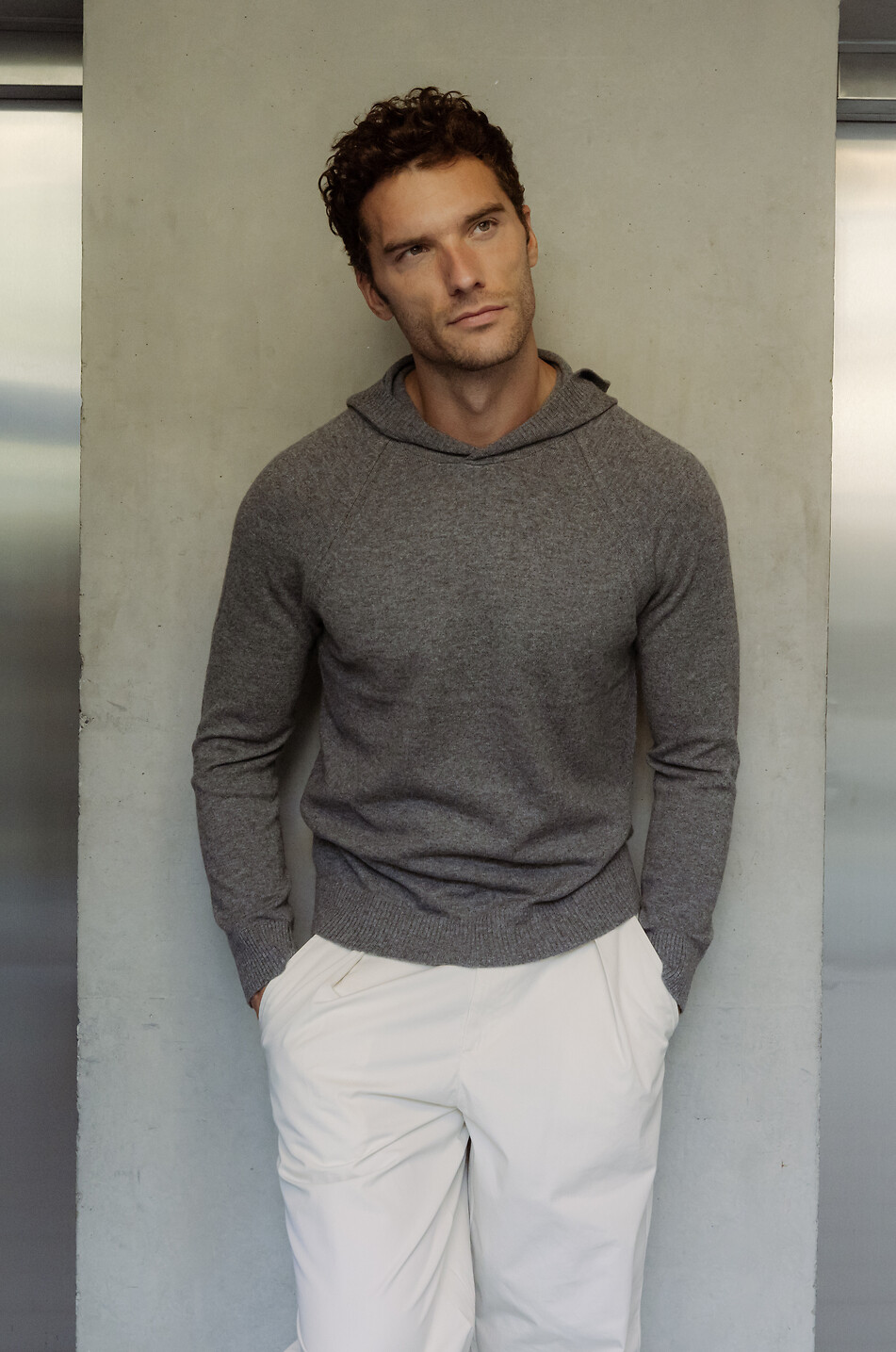 VINCE Sweatshirt mit Kapuze aus Wolle und Kaschmir Herren MITTELGRAU 3